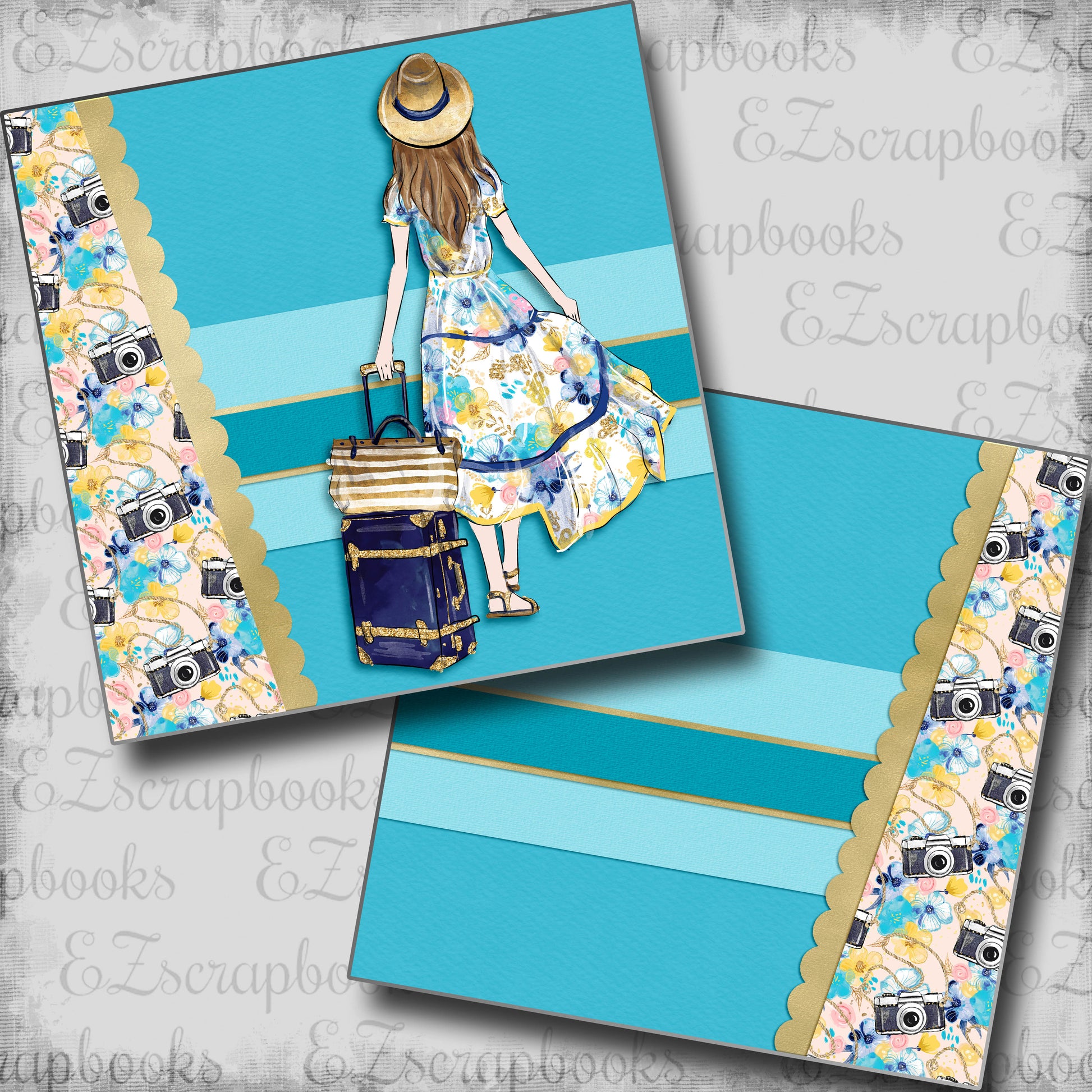 Escape Girl Brunette Light NPM - 5467 - EZscrapbooks Scrapbook Layouts Beach - Tropical, cruise, Vacation
