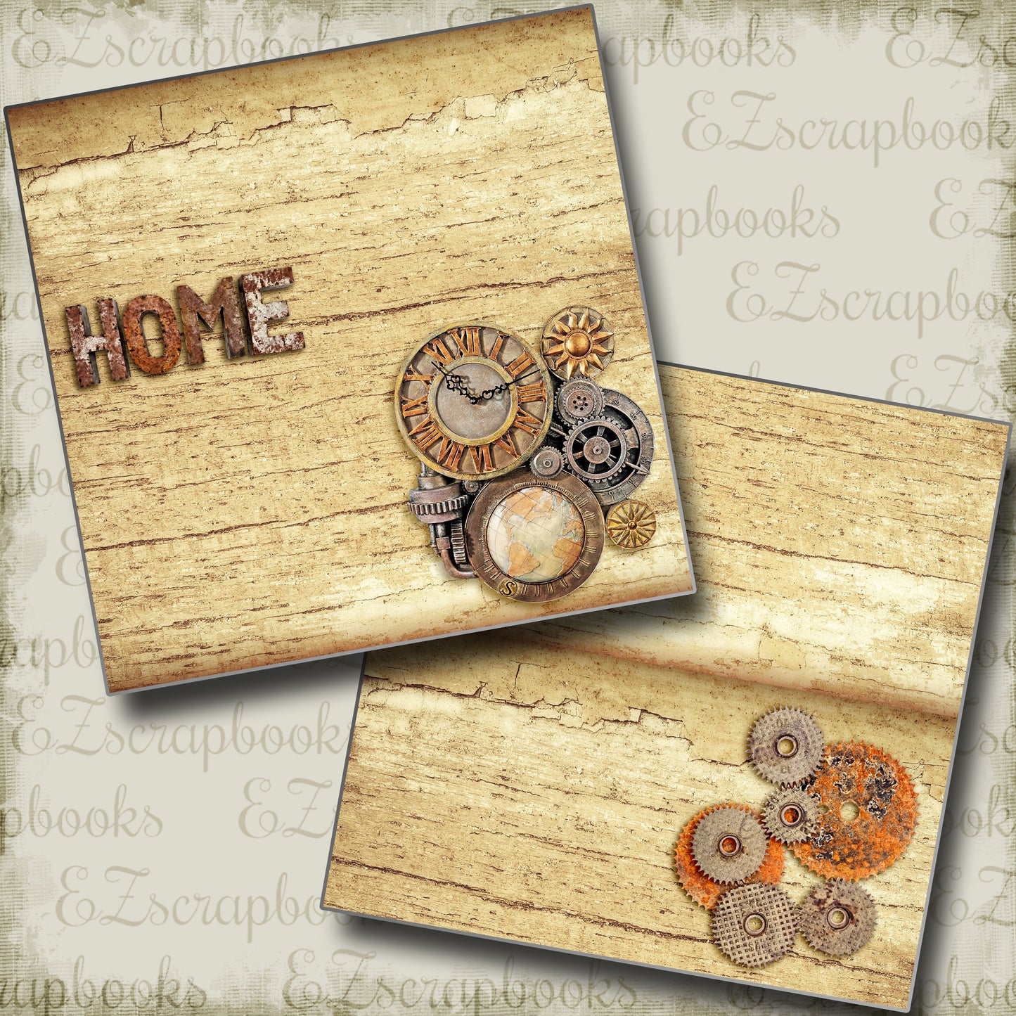 Steampunk:1 NPM - 3711 - EZscrapbooks Scrapbook Layouts Steampunk