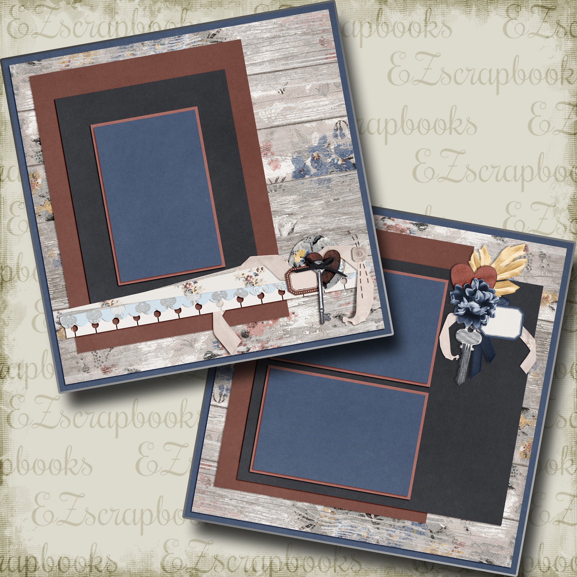 Wood & Keys - 5258 - EZscrapbooks Scrapbook Layouts Girls, Other