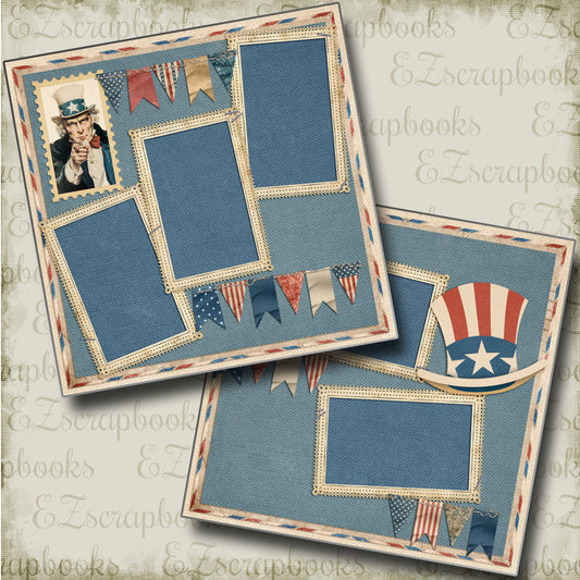 Uncle Sam - 4866 - EZscrapbooks Scrapbook Layouts July 4th - Patriotic