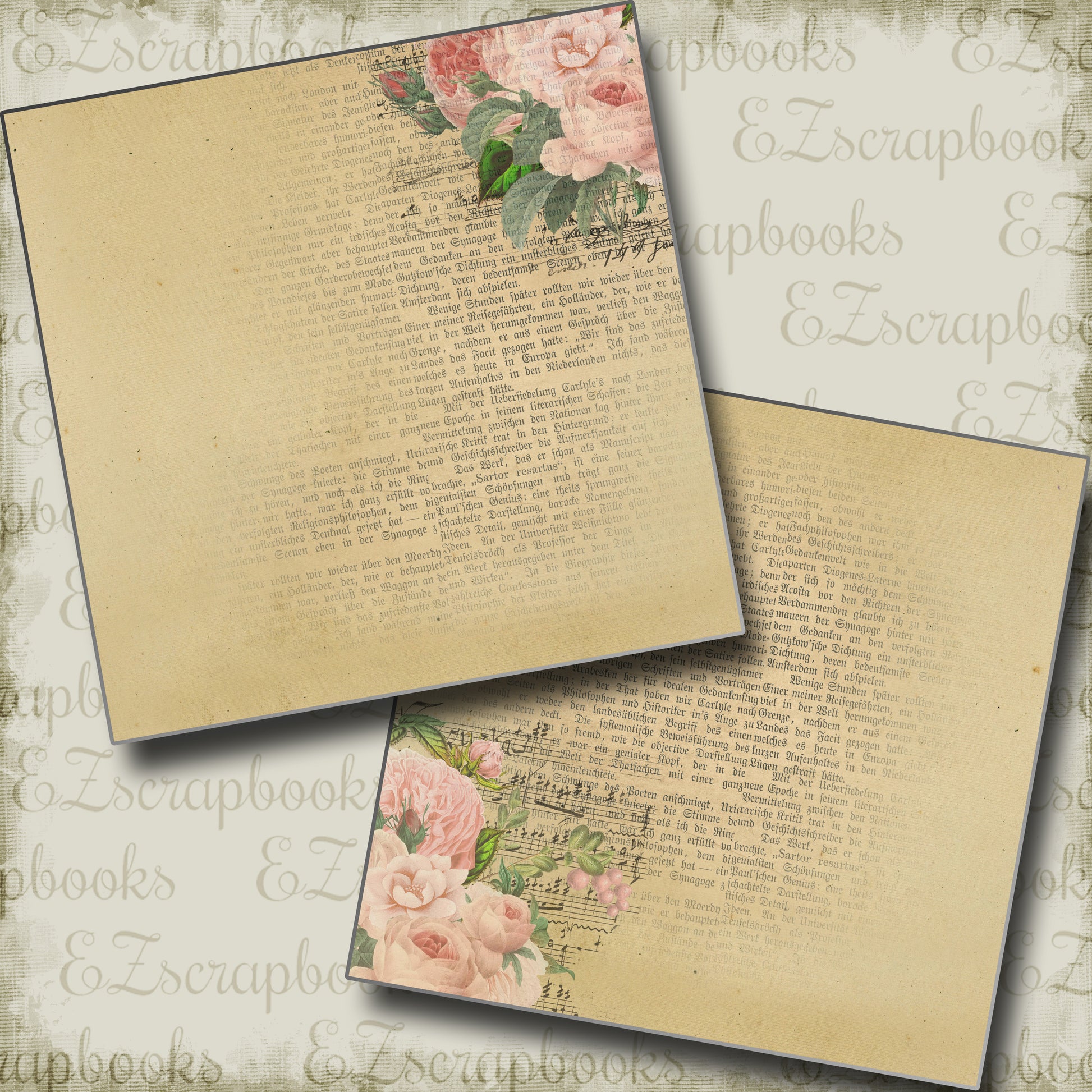 Pink Flower Ephemera NPM - 5299 - EZscrapbooks Scrapbook Layouts Ephemera, Vintage