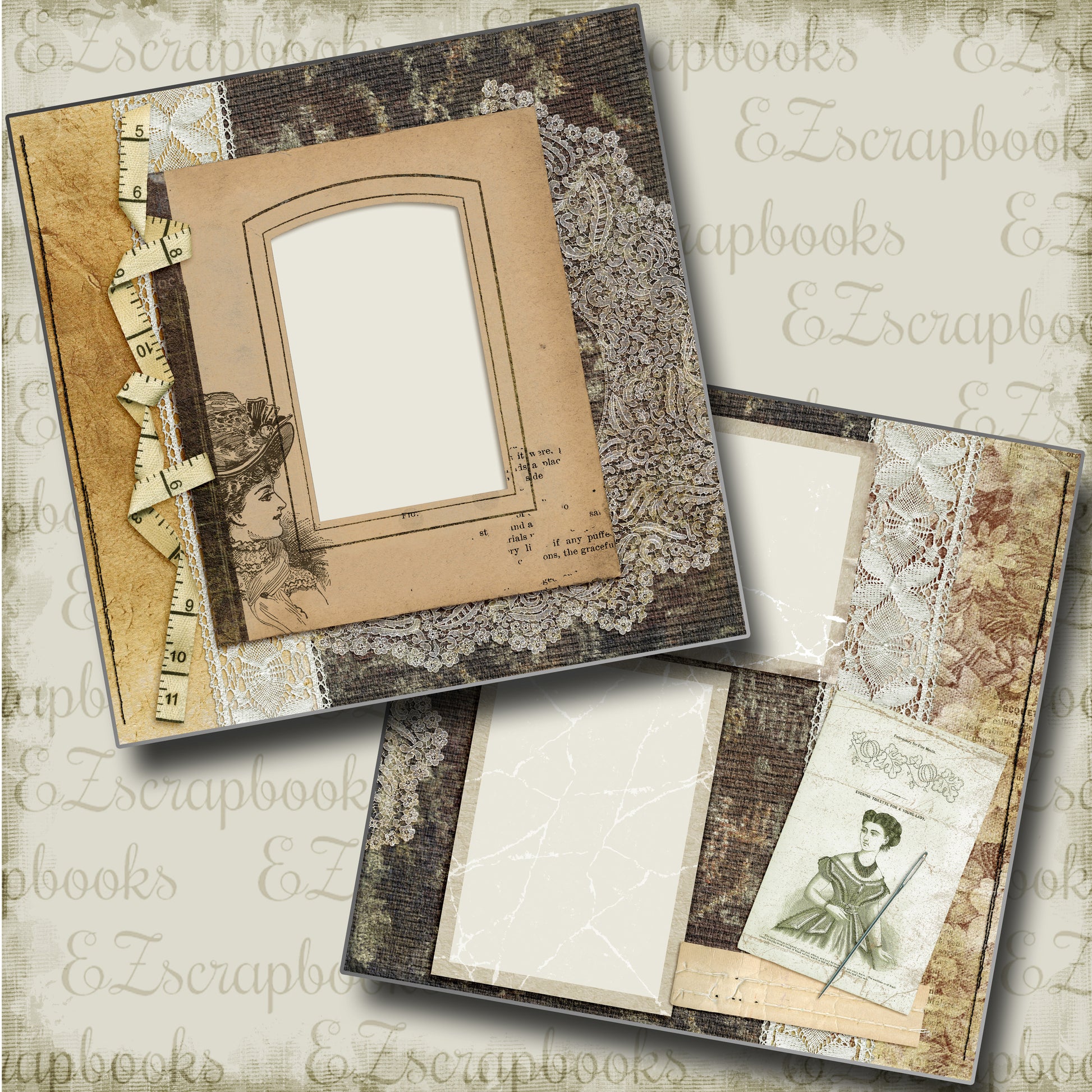 The Seamstress - 4592 - EZscrapbooks Scrapbook Layouts Grandmother, Heritage