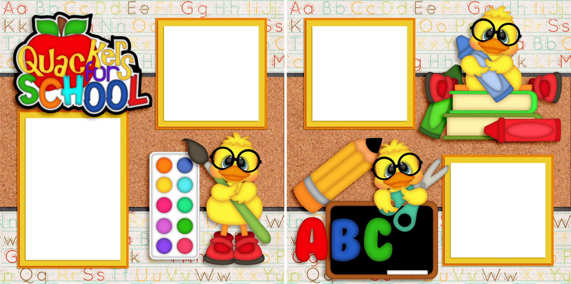 Quackers for School - Digital Scrapbook Pages - INSTANT DOWNLOAD - EZscrapbooks Scrapbook Layouts School