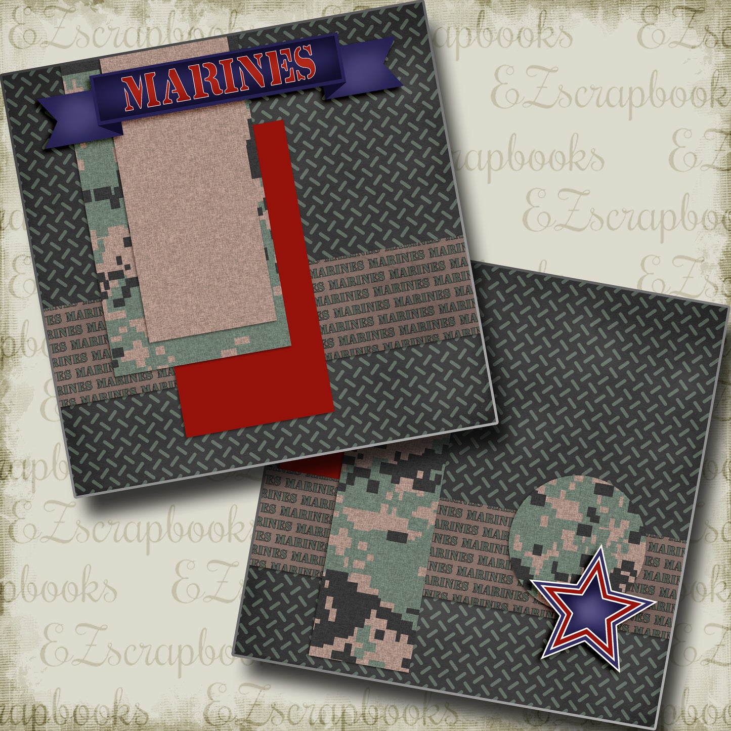 Marines NPM - 4897 - EZscrapbooks Scrapbook Layouts Military