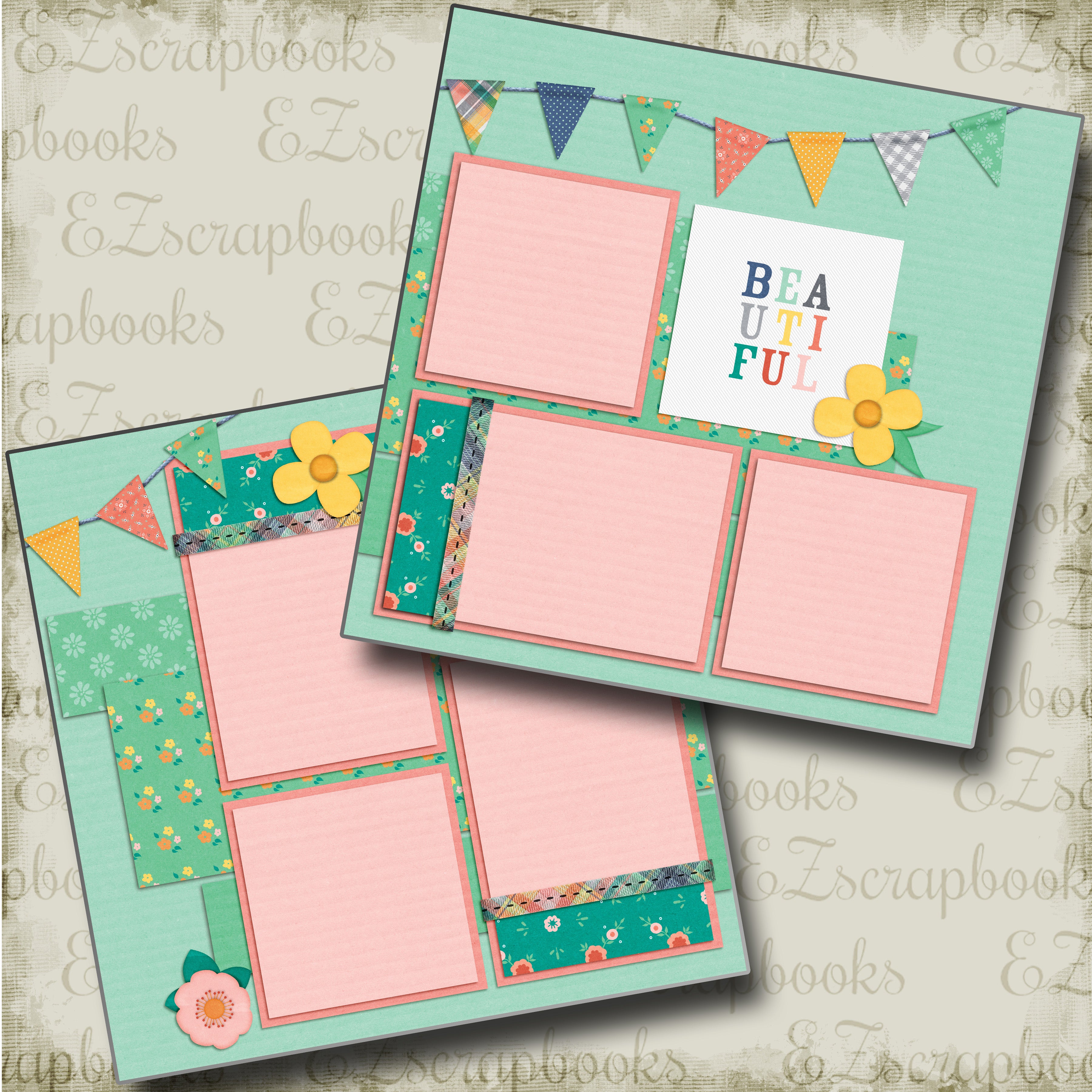 Beautiful - 4522 - EZscrapbooks Scrapbook Layouts Girls, Spring - Easter