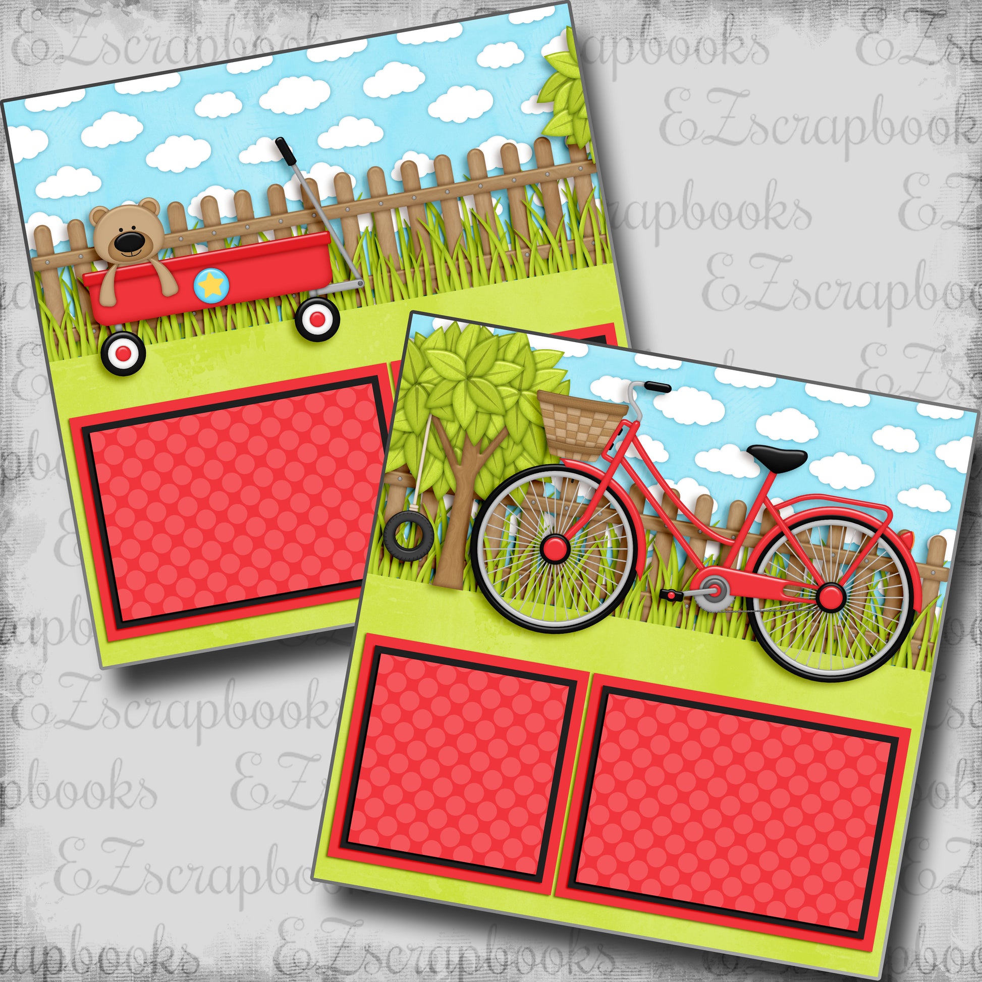 Wagon Rides - 5552 - EZscrapbooks Scrapbook Layouts Outside Play, playground