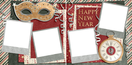 Happy New Year Red - Digital Scrapbook Pages - INSTANT DOWNLOAD - EZscrapbooks Scrapbook Layouts New Year's