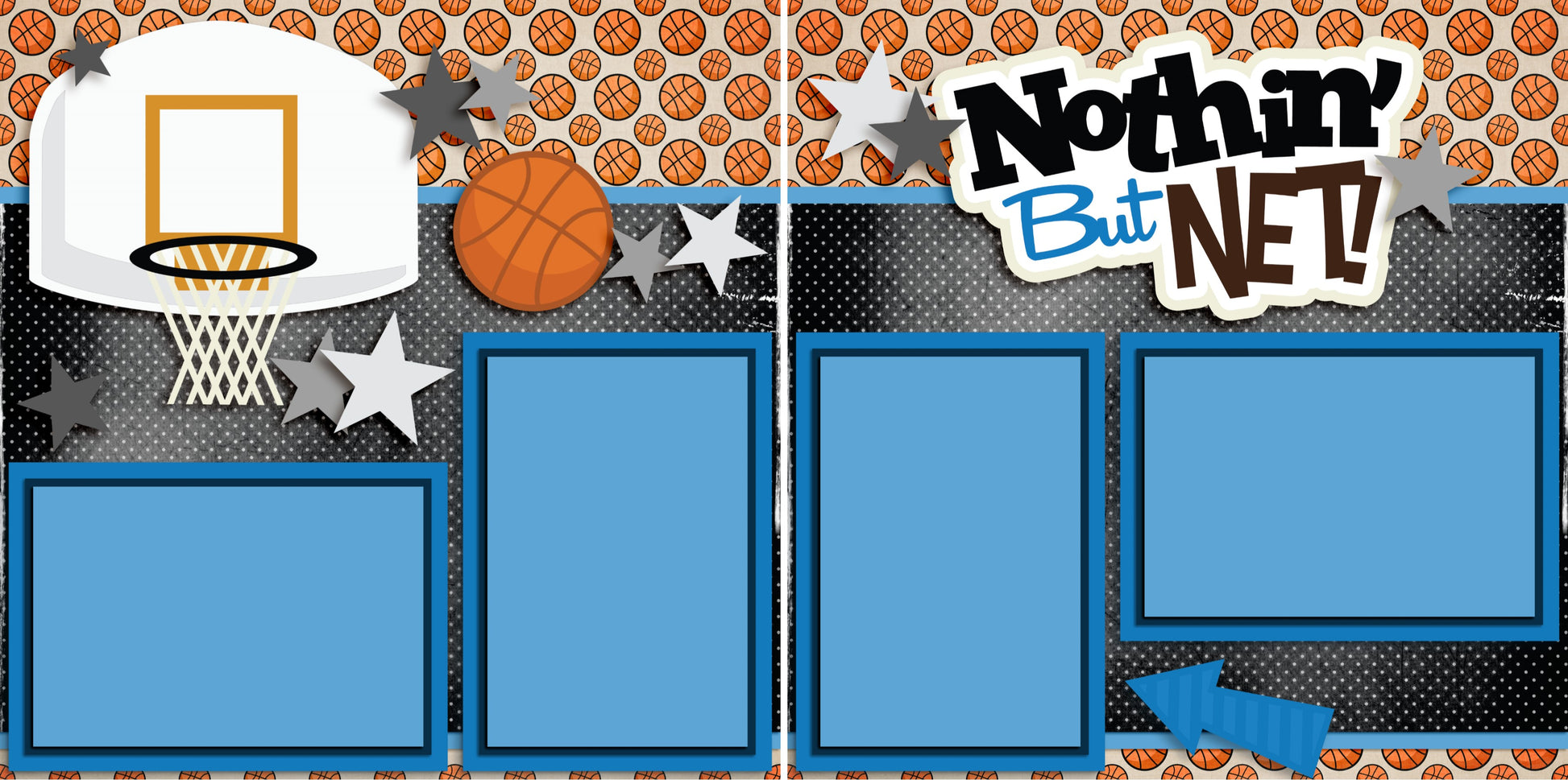 Nothin But Net Blue - 3284 - EZscrapbooks Scrapbook Layouts basketball, Sports