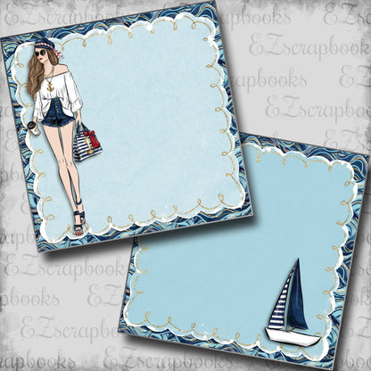 Nautical Girl Brunette Light NPM - 5451 - EZscrapbooks Scrapbook Layouts Beach - Tropical, cruise, Nautical, Swimming - Pool
