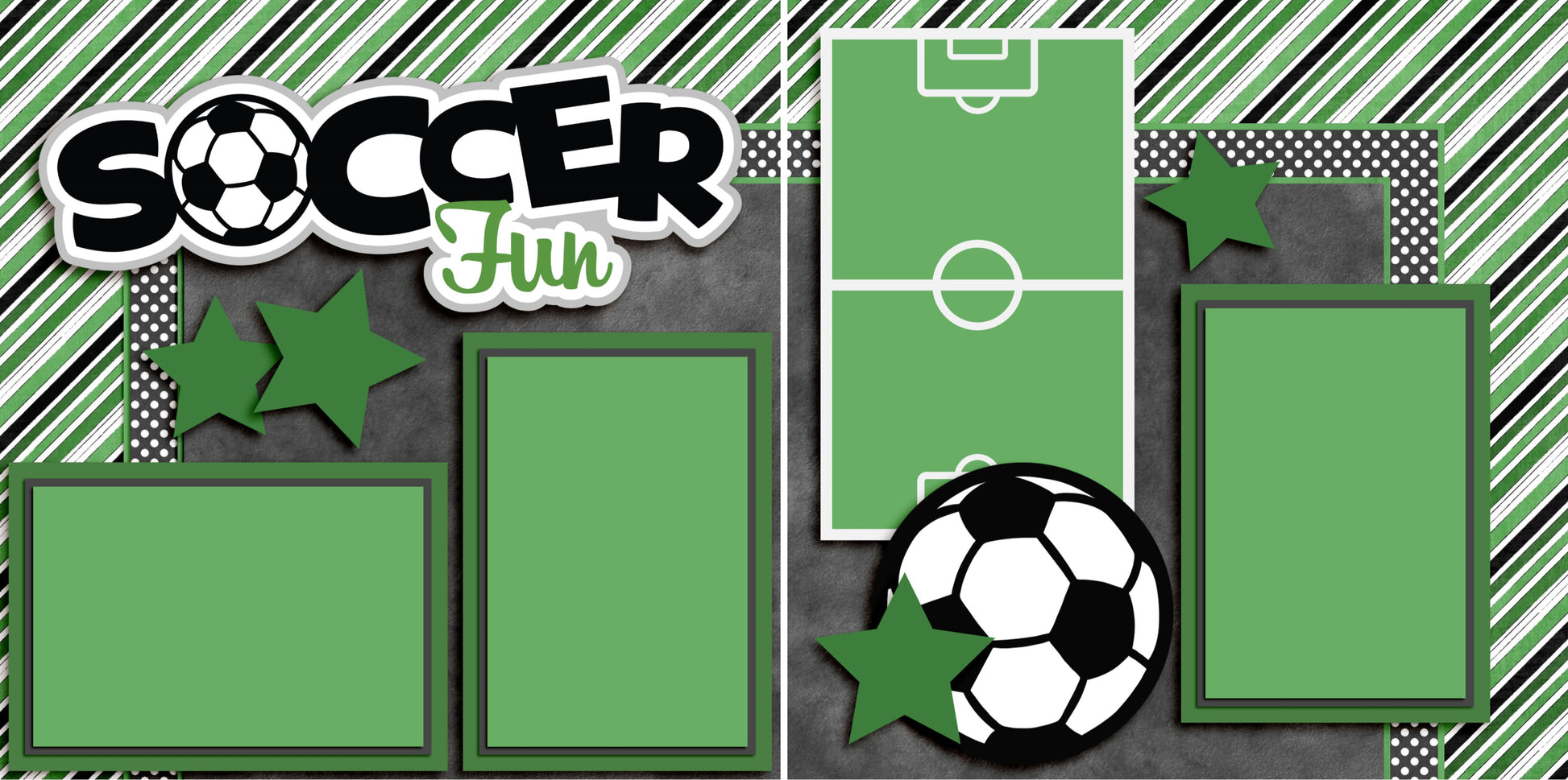 Soccer Fun Green - 3286 - EZscrapbooks Scrapbook Layouts soccer, Sports