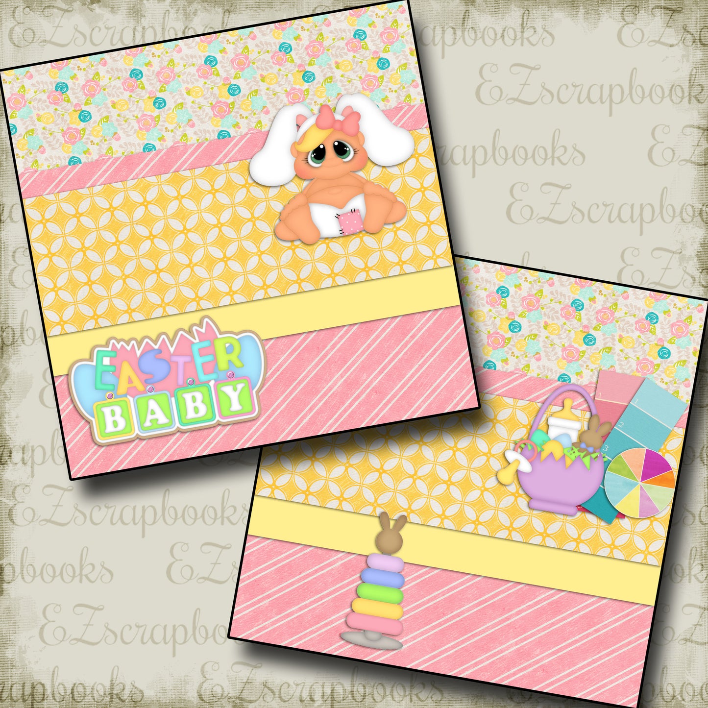 Easter Baby NPM - 2451 - EZscrapbooks Scrapbook Layouts Baby - Toddler, Spring - Easter