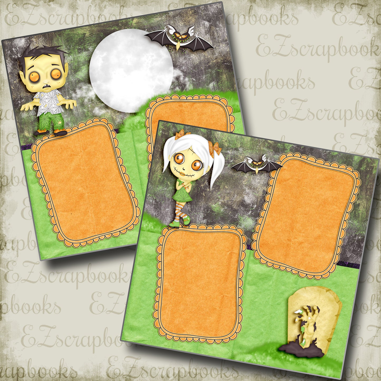 Zombies - 4368 - EZscrapbooks Scrapbook Layouts Halloween