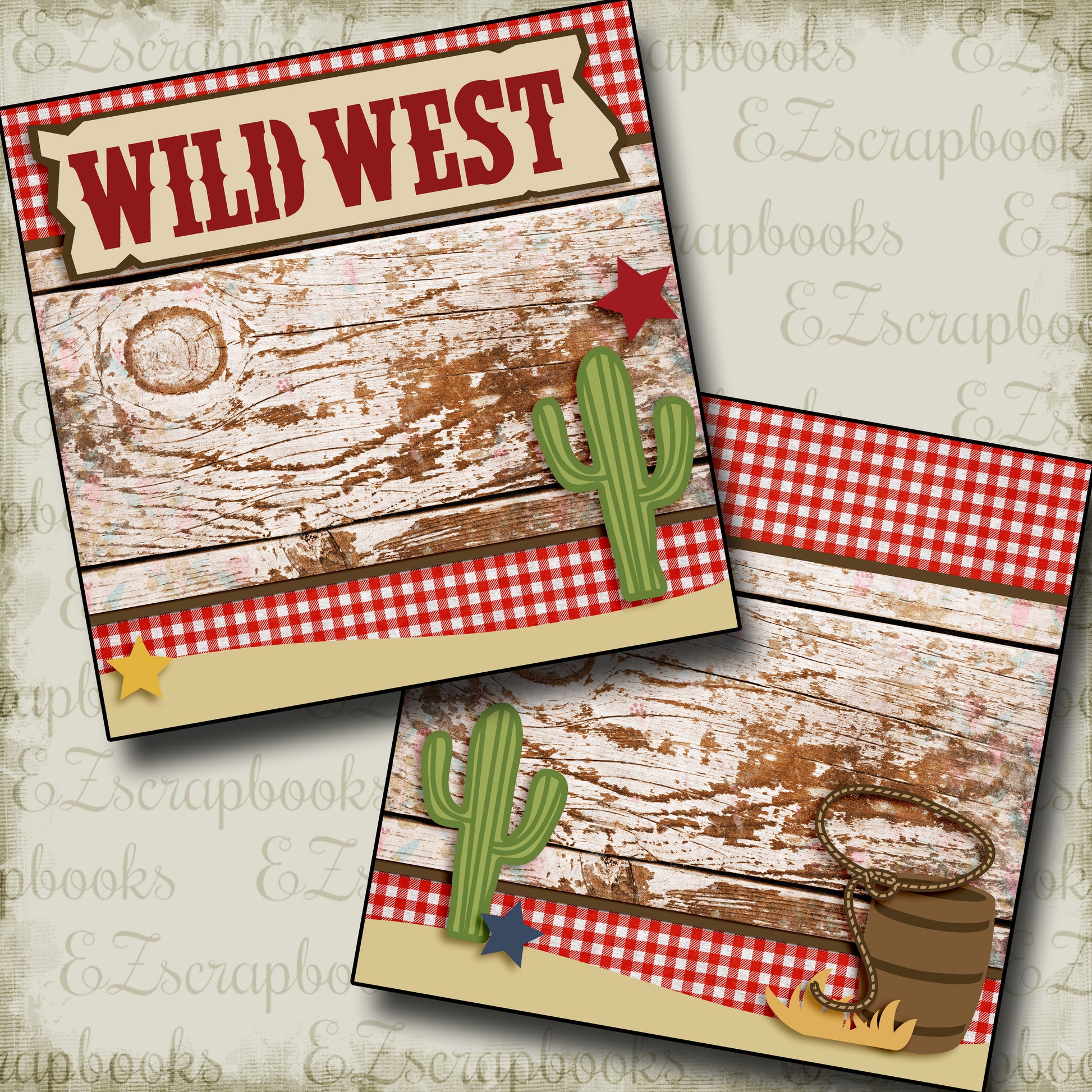 Wild West NPM - 2551 - EZscrapbooks Scrapbook Layouts Western - Cowboy