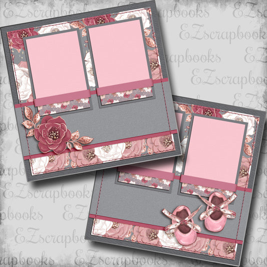 Baby Girl Booties - 5438 - EZscrapbooks Scrapbook Layouts Baby