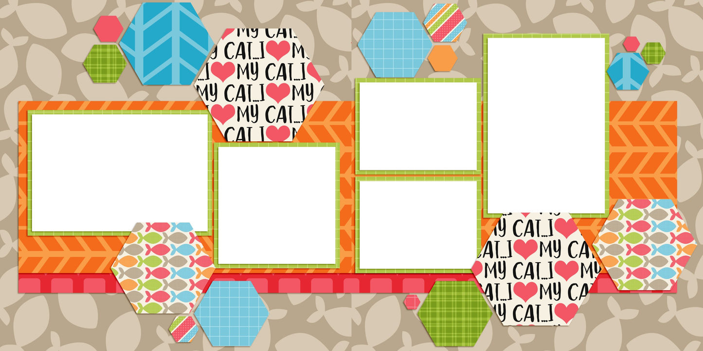 I Heart My Cat - EZ Digital Scrapbook Pages - INSTANT DOWNLOAD