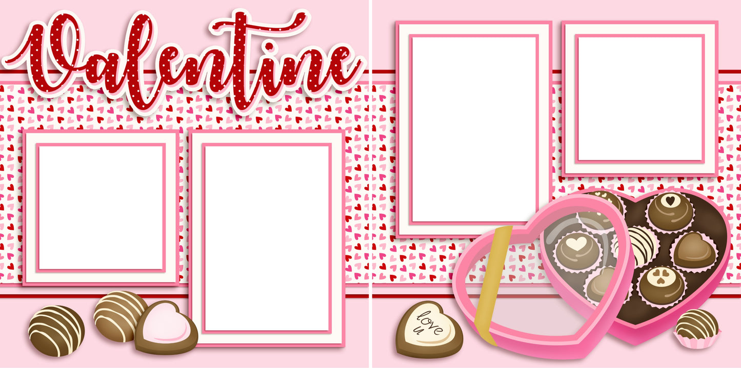 Valentine Candy - Digital Scrapbook Pages - INSTANT DOWNLOAD - EZscrapbooks Scrapbook Layouts Love - Valentine