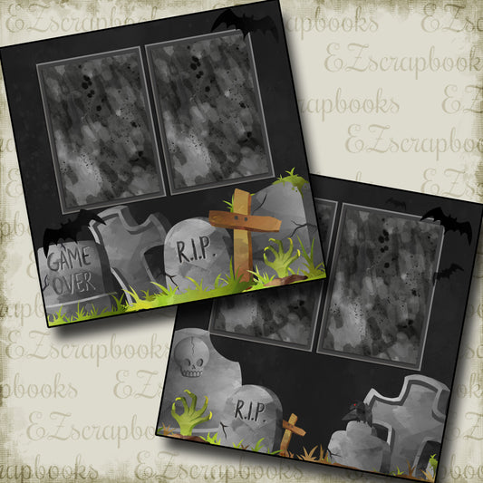 Tombstones - 2767 - EZscrapbooks Scrapbook Layouts Halloween