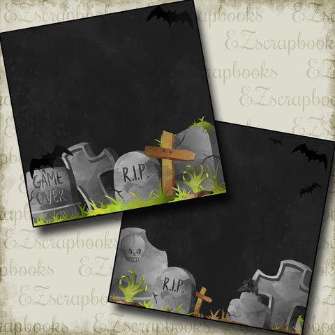 Tombstones NPM - 2768 - EZscrapbooks Scrapbook Layouts Halloween