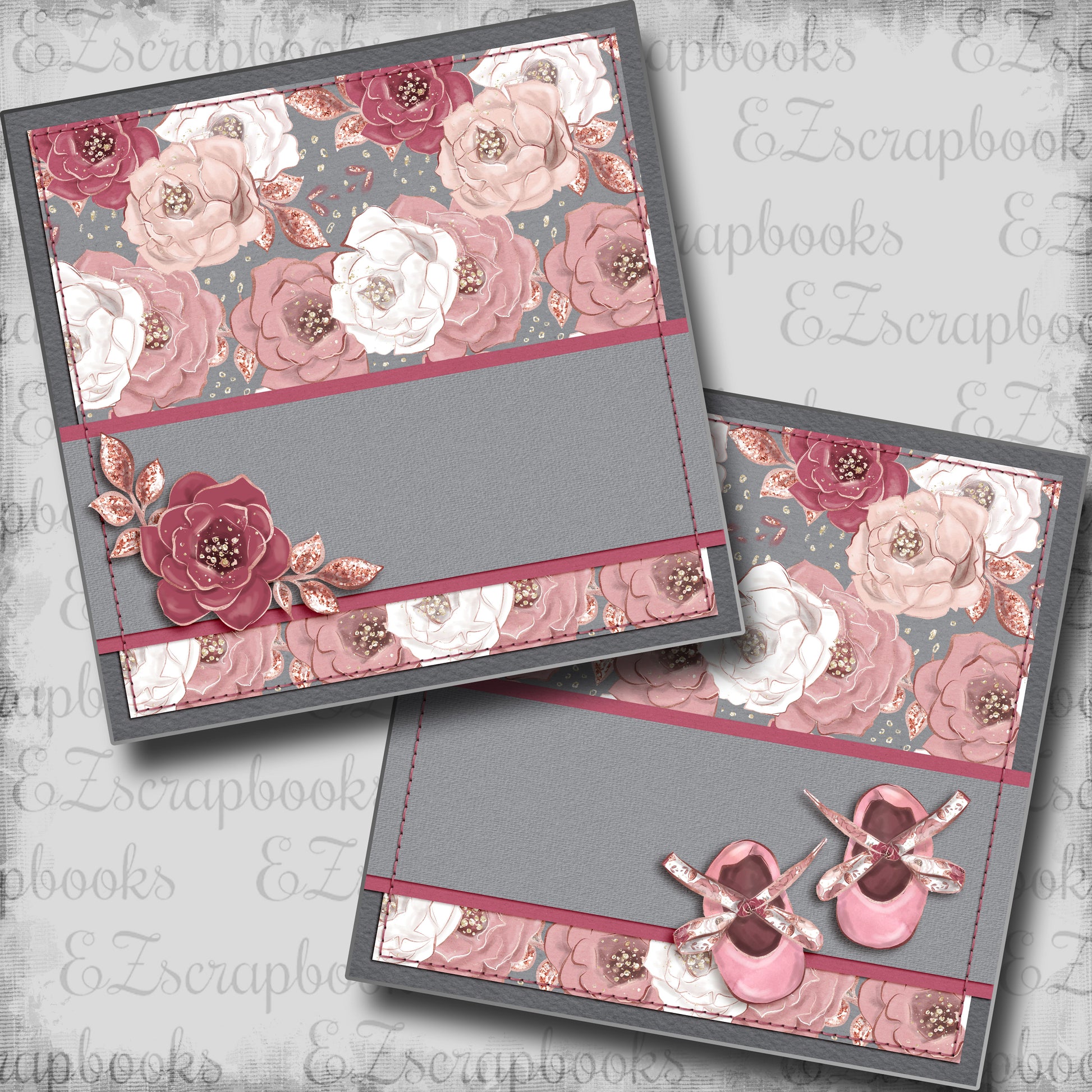 Baby Girl Booties NPM - 5439 - EZscrapbooks Scrapbook Layouts Baby