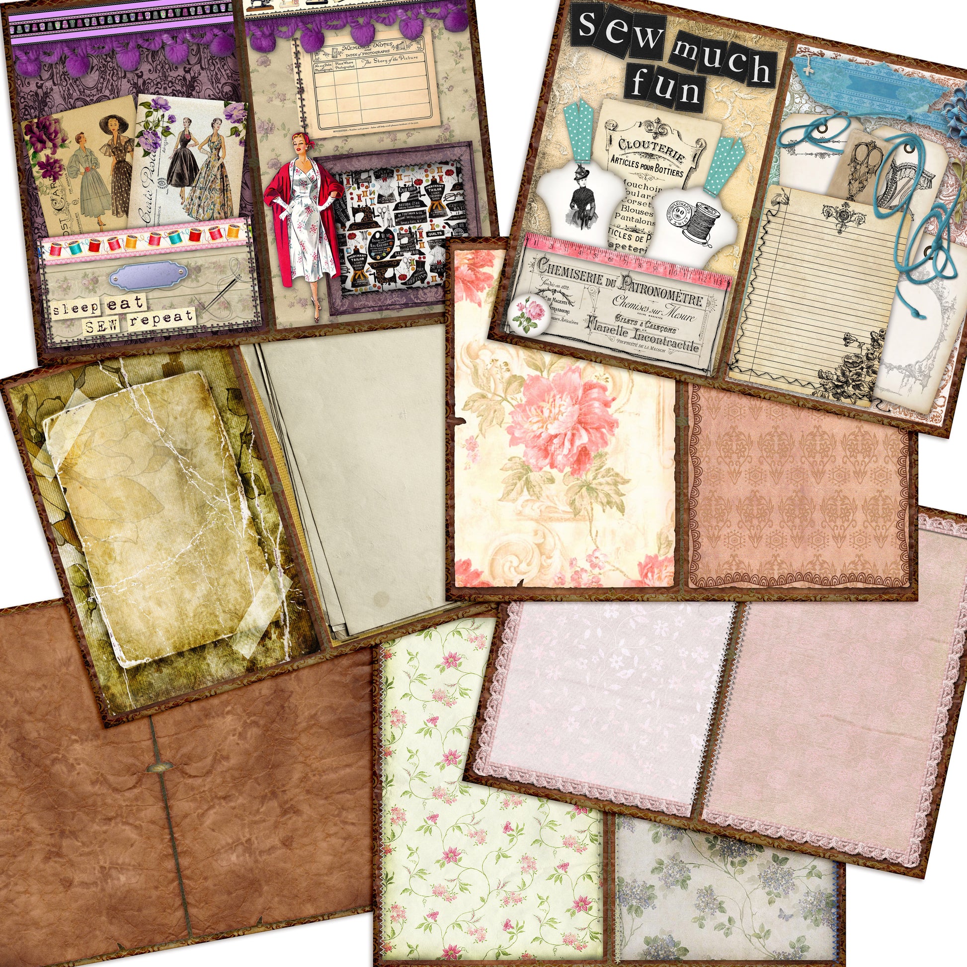 Sewing Journal Pack - 7065 - EZscrapbooks Scrapbook Layouts Journals