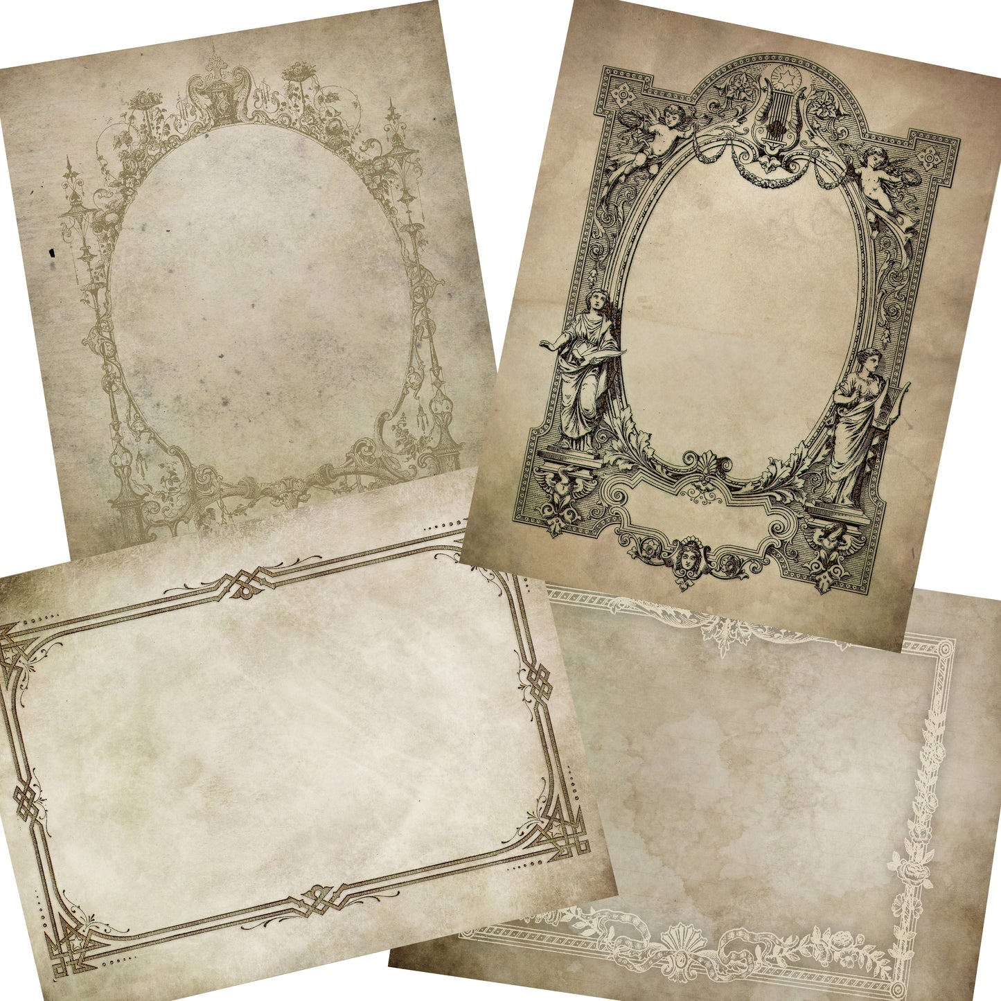 Grunge Frames Journal Paper Pack - 7036 - EZscrapbooks Scrapbook Layouts Journals