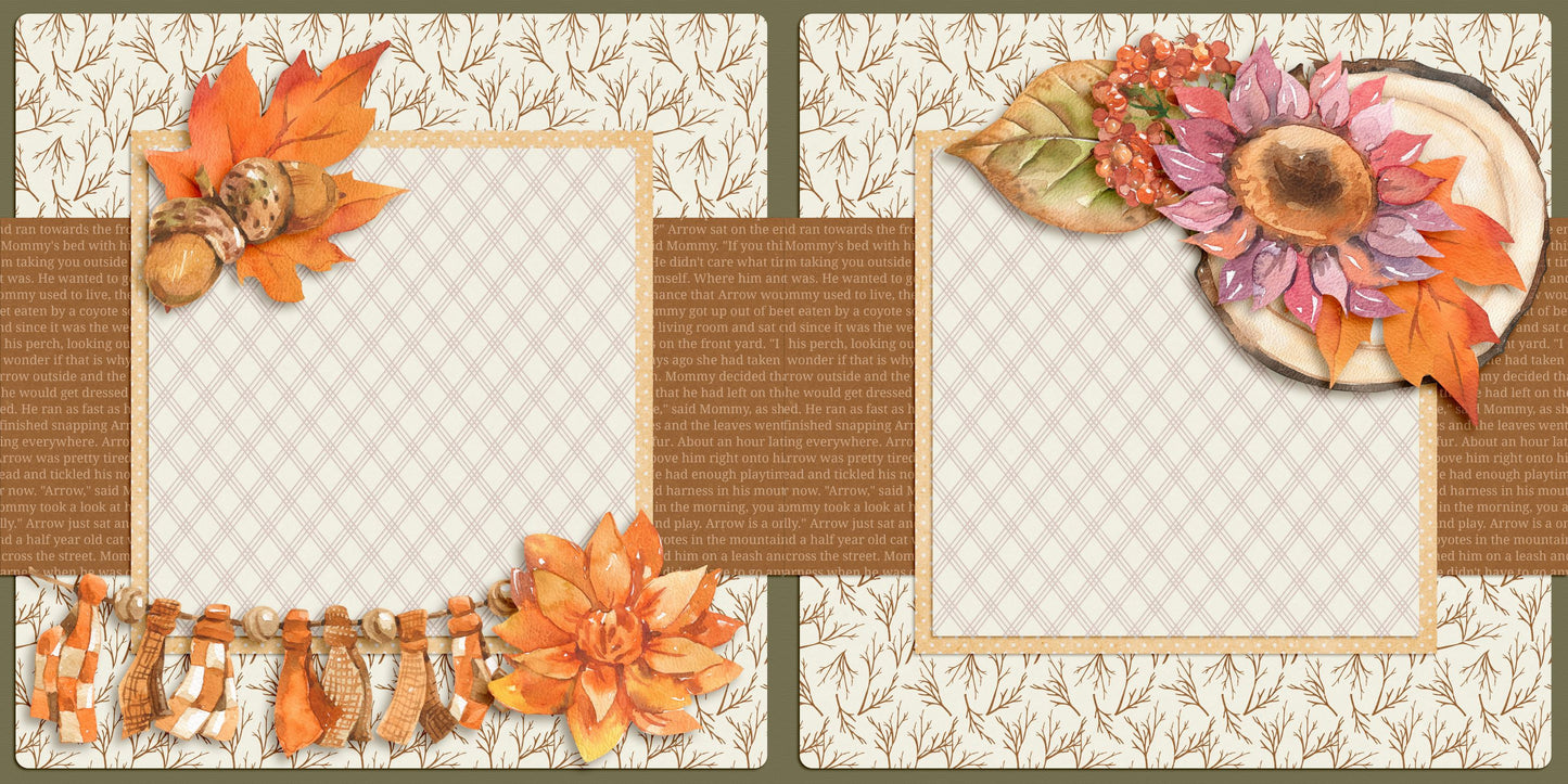 Cozy Autumn EZ Background Pages -  Digital Bundle - 10 Digital Scrapbook Pages - INSTANT DOWNLOAD