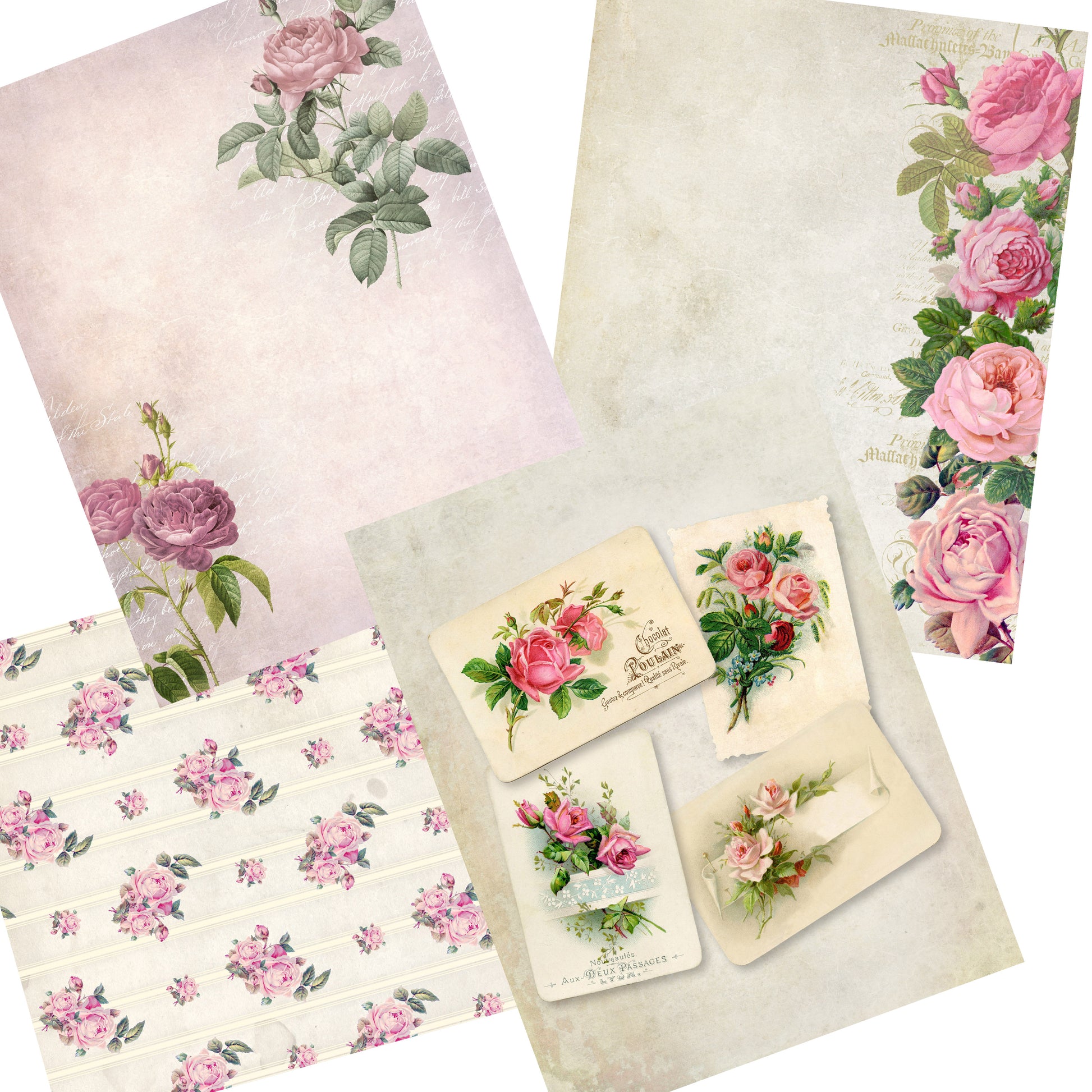 Shabby Roses Journal Paper Pack - 7048 - EZscrapbooks Scrapbook Layouts Journals