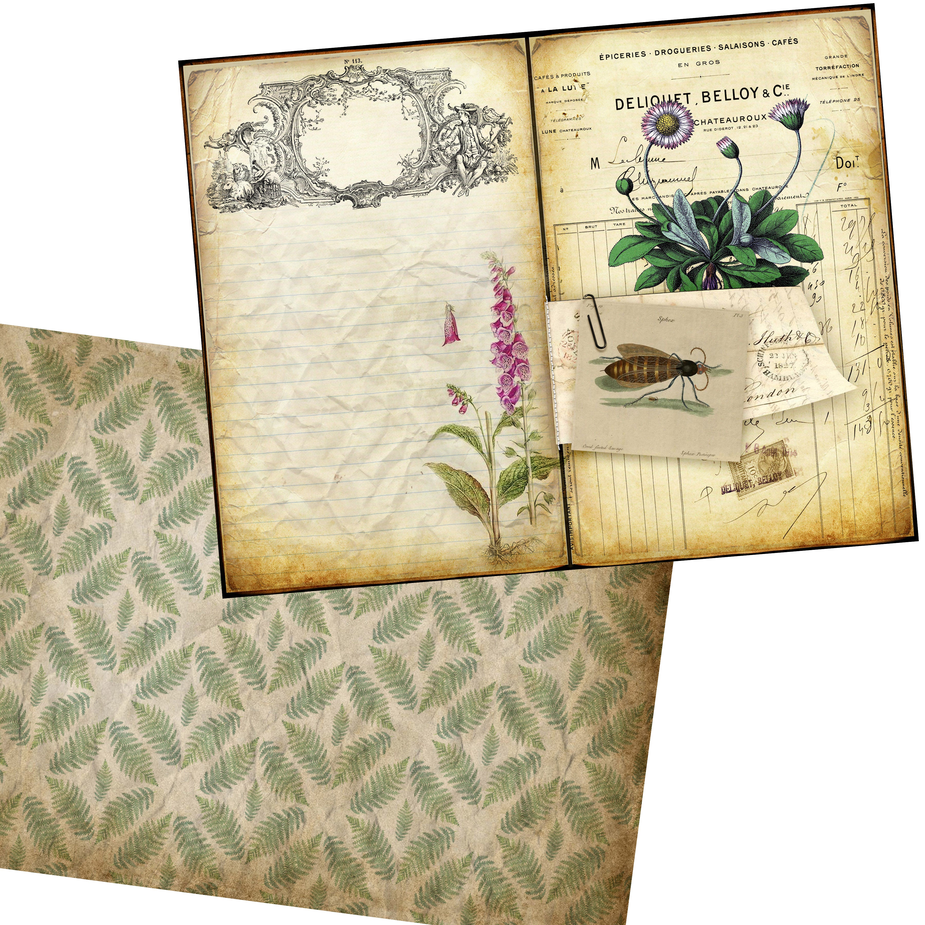 Junkjournal*『』 Junk Journal Cutouts: Vintage Designs: From Botanicals to Travel