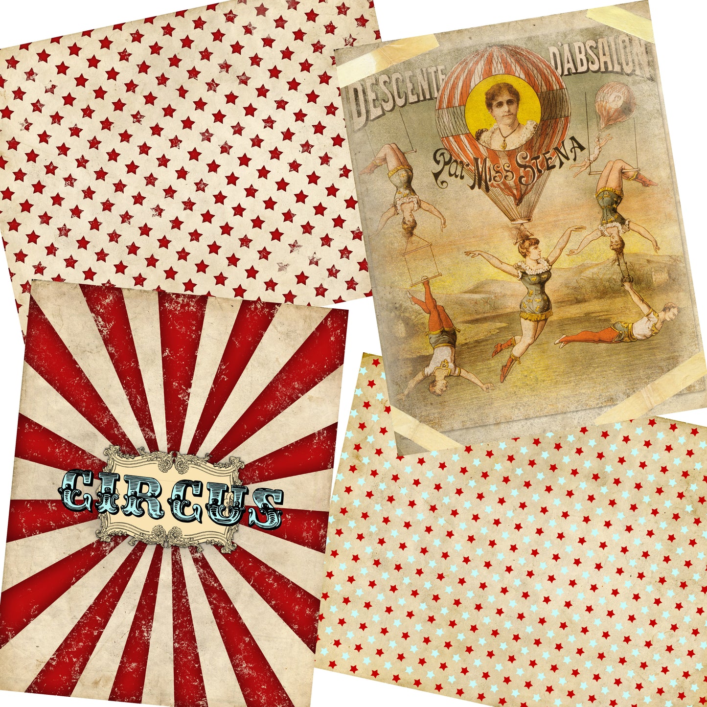 Vintage Circus Journal Paper Pack - 7054 - EZscrapbooks Scrapbook Layouts Journals