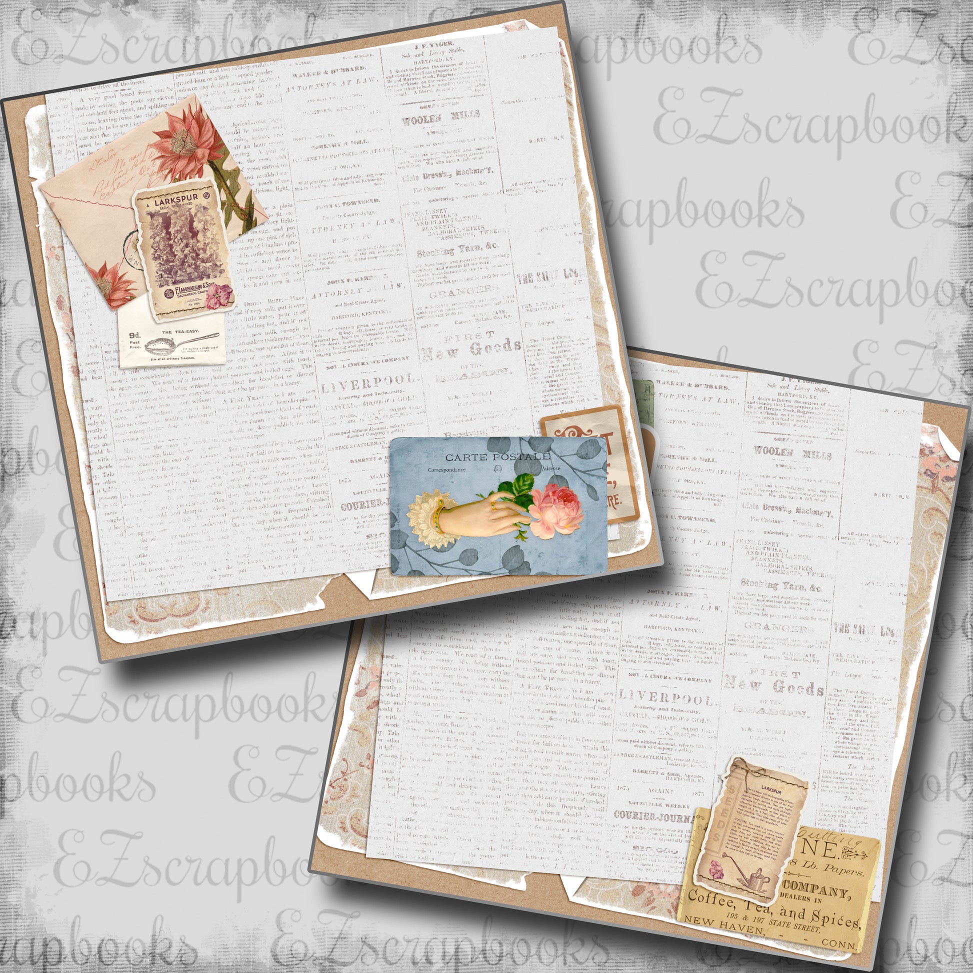 Garden Tea NPM - 5505 - EZscrapbooks Scrapbook Layouts Farm - Garden