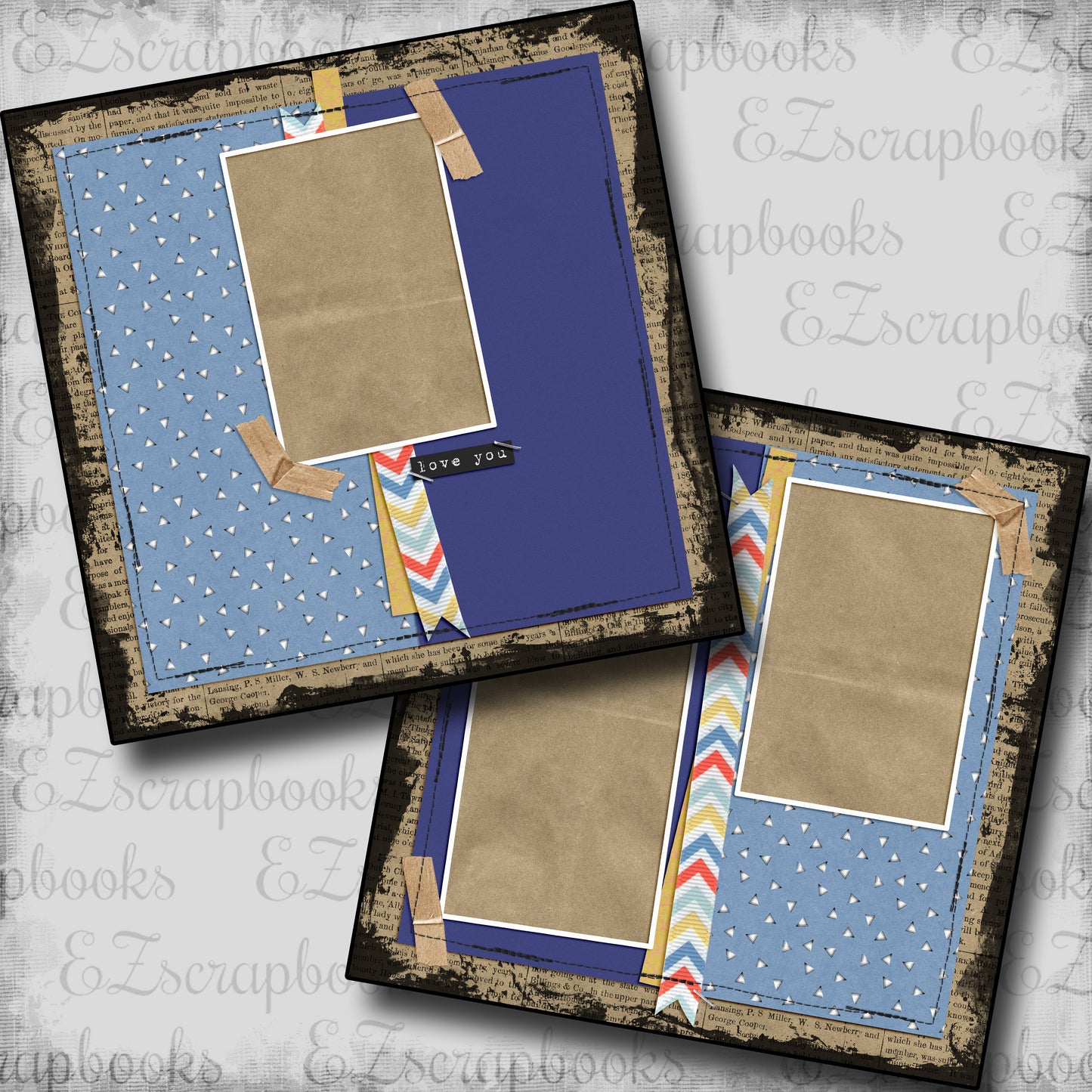 Love You - Blue - 5522 - EZscrapbooks Scrapbook Layouts Boys, love