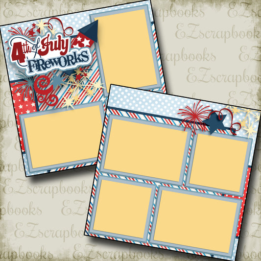 4th of July Fireworks - 3204 - EZscrapbooks Scrapbook Layouts July 4th - Patriotic