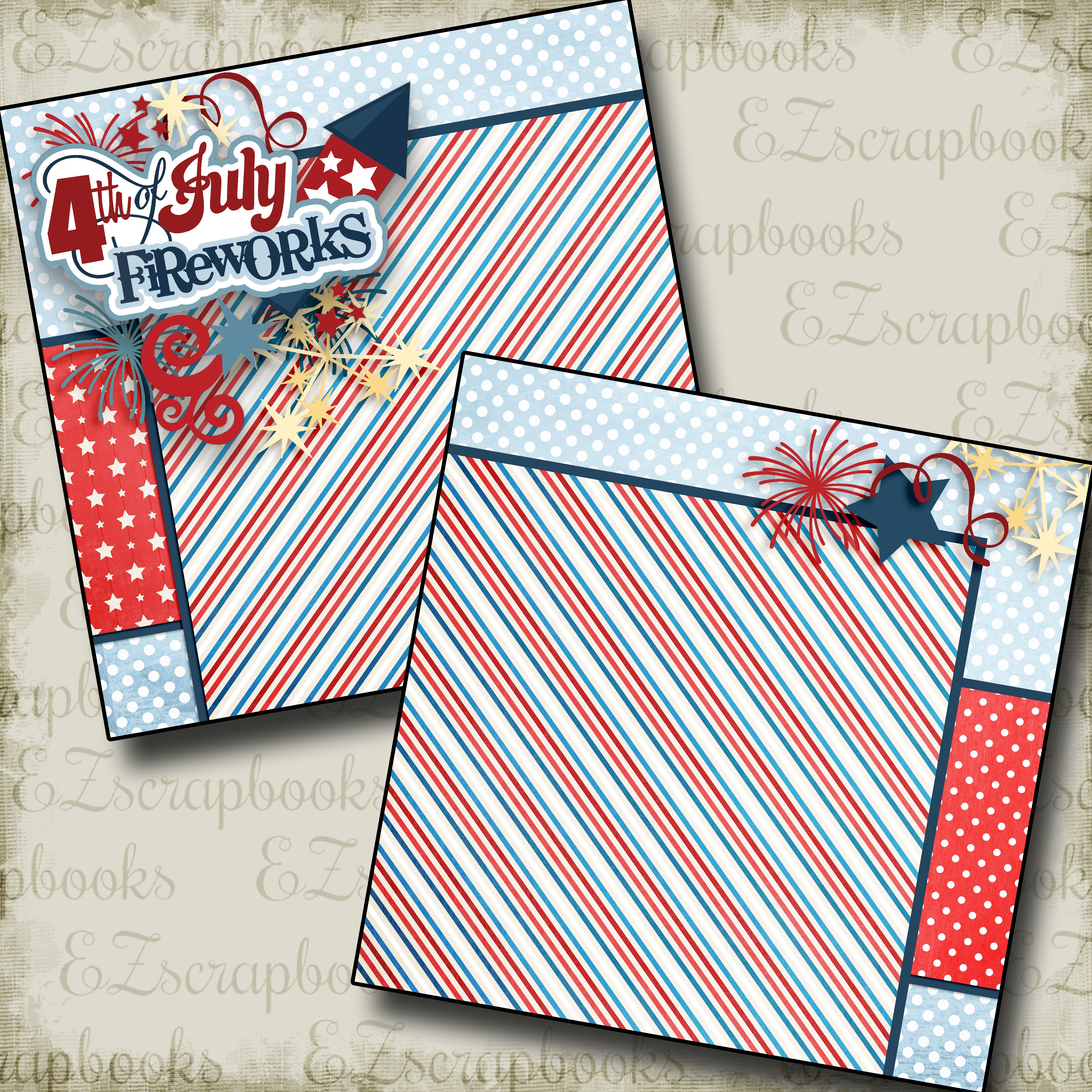 4th of July Fireworks NPM - 3205 - EZscrapbooks Scrapbook Layouts July 4th - Patriotic