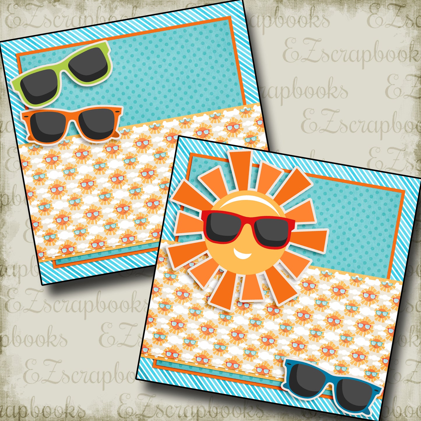 Sunglasses NPM - 3223 - EZscrapbooks Scrapbook Layouts Summer, Swimming - Pool