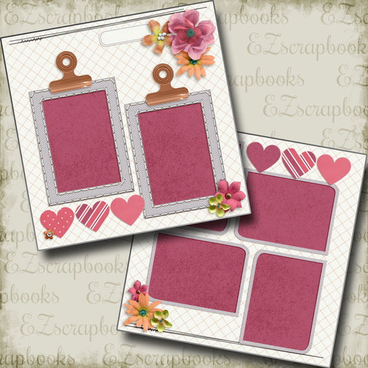 Pink Hearts - 4922 - EZscrapbooks Scrapbook Layouts Girls, Love - Valentine, Other
