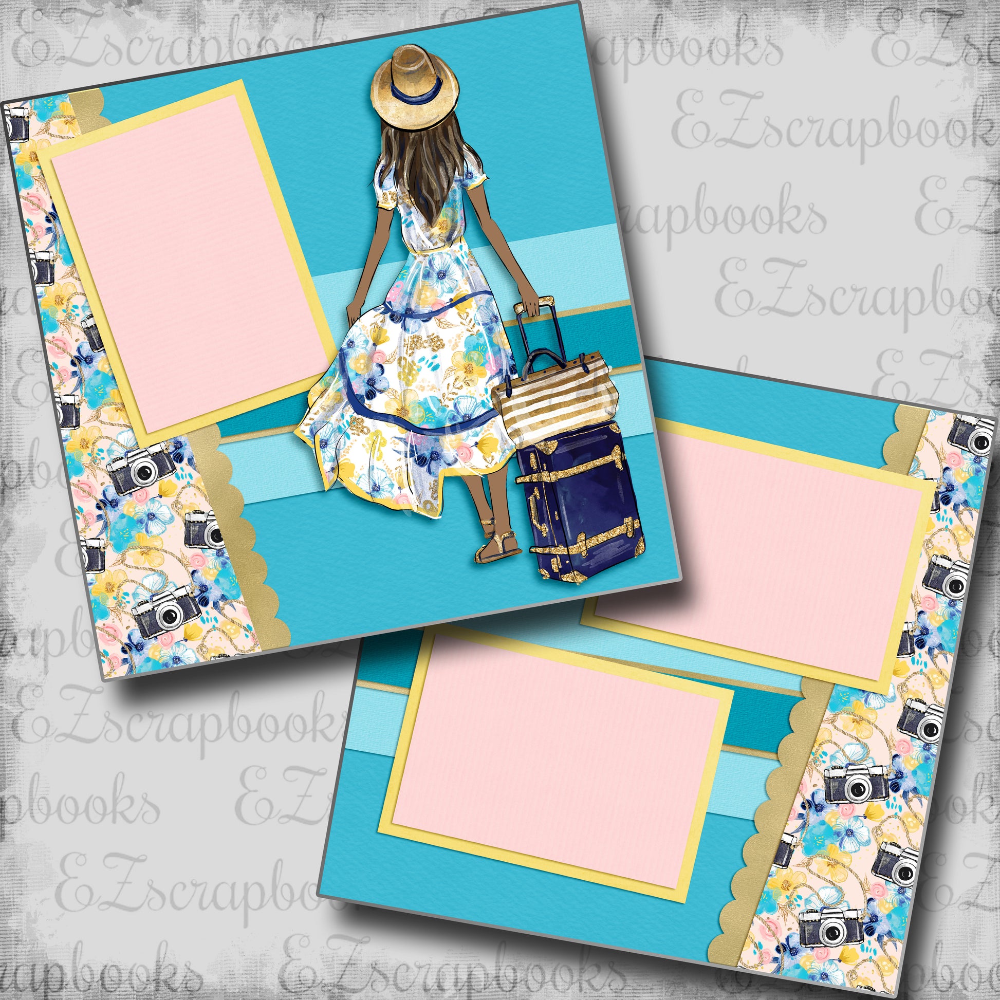 Escape Girl Brunette Dark - 5464 - EZscrapbooks Scrapbook Layouts Beach - Tropical, cruise, Vacation