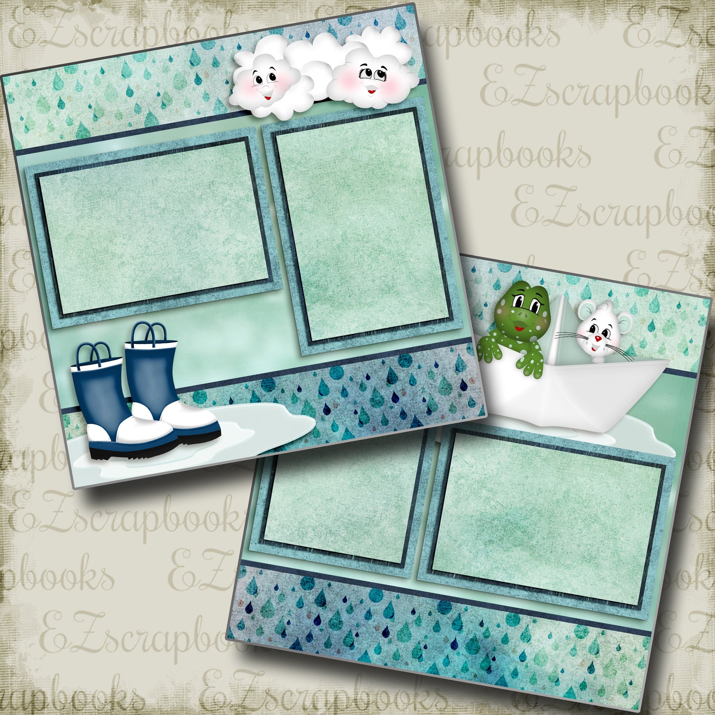 Raindrops - 4096 - EZscrapbooks Scrapbook Layouts Spring - Easter