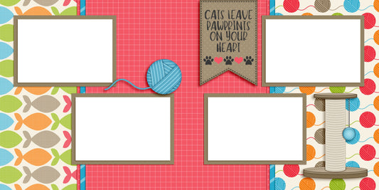 Paw Prints on Your Heart Cat - EZ Digital Scrapbook Pages - INSTANT DOWNLOAD
