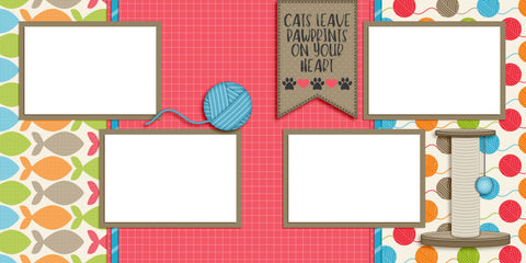 Paw Prints on Your Heart Cat - EZ Digital Scrapbook Pages - INSTANT DOWNLOAD
