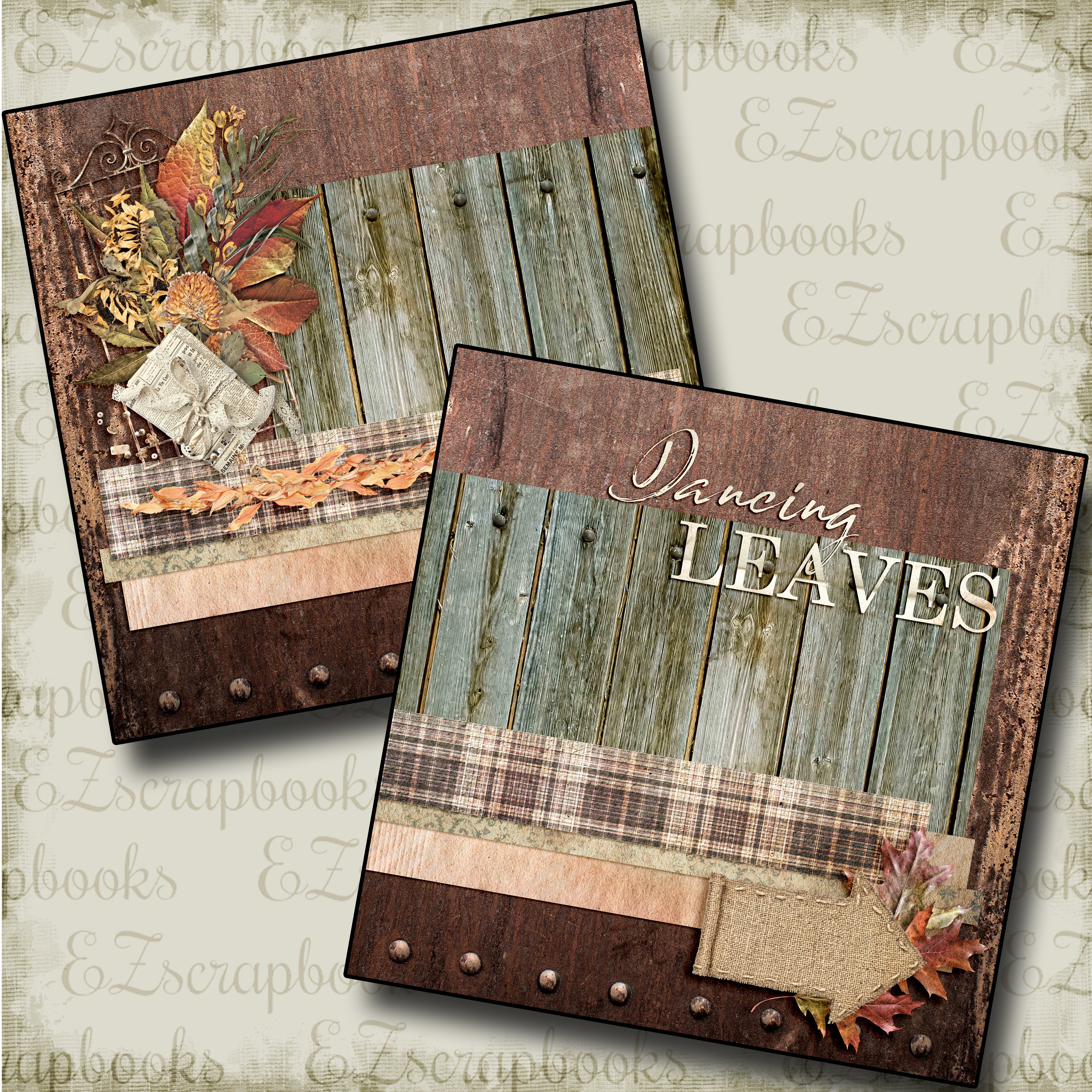 Dancing Leaves NPM - 3599 - EZscrapbooks Scrapbook Layouts Fall - Autumn, Thanksgiving