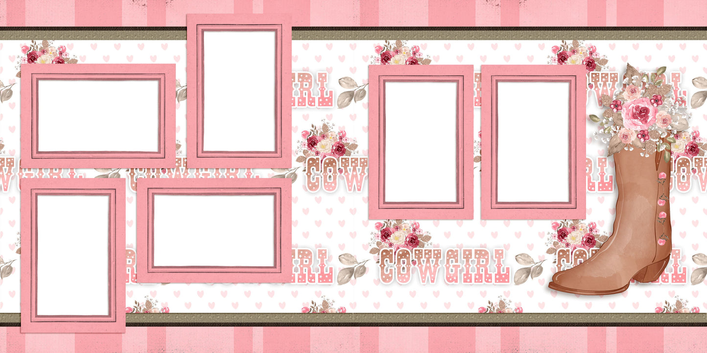 Cowgirl Boot - EZ Digital Scrapbook Pages - INSTANT DOWNLOAD