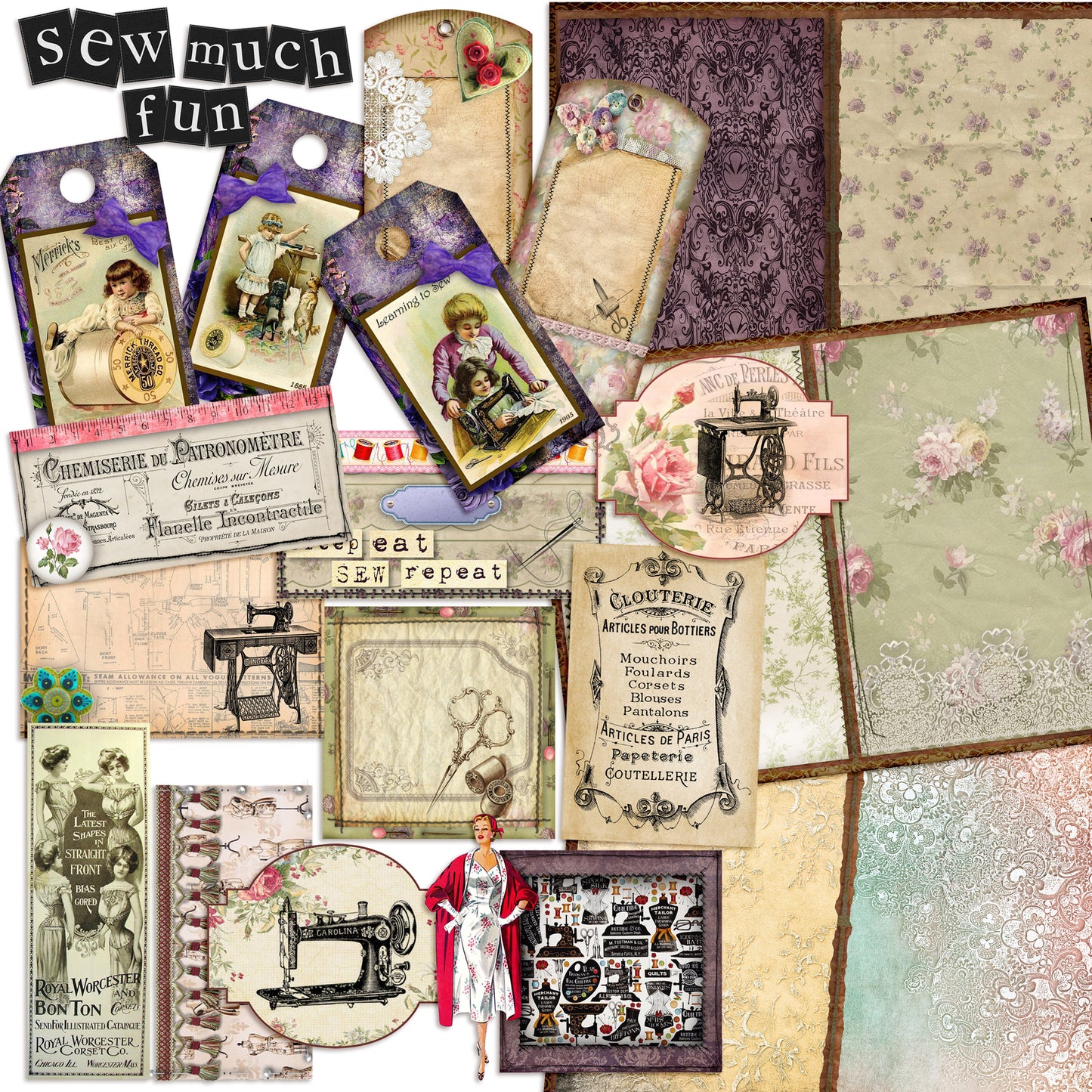 Sewing Journal Pack - 7065 - EZscrapbooks Scrapbook Layouts Journals