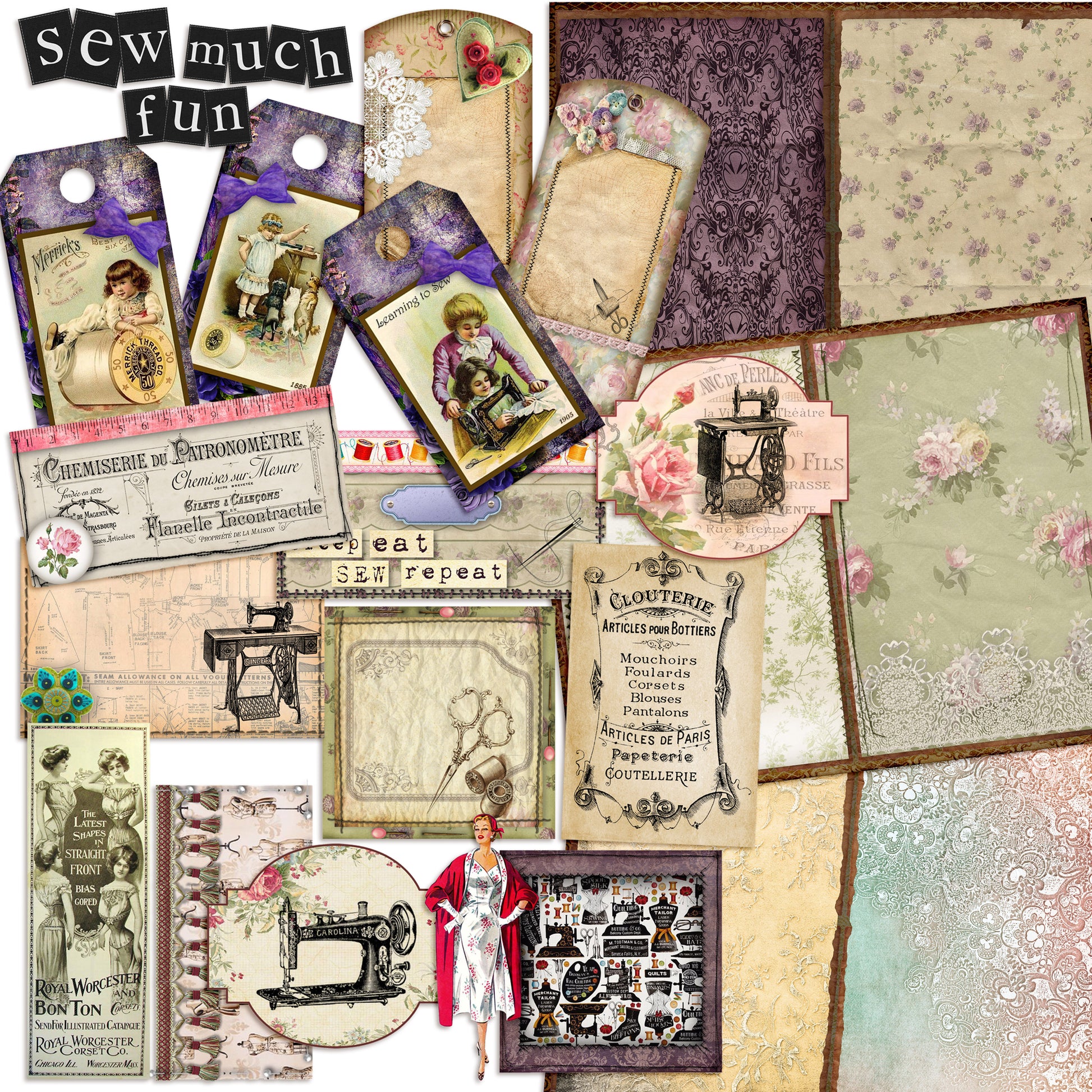 Sewing Journal Pack - 7065 - EZscrapbooks Scrapbook Layouts Journals