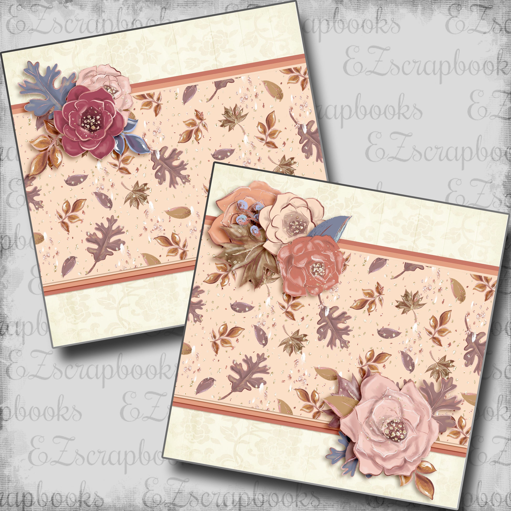 Autumn Florals NPM - 5491 - EZscrapbooks Scrapbook Layouts Fall - Autumn, Floral