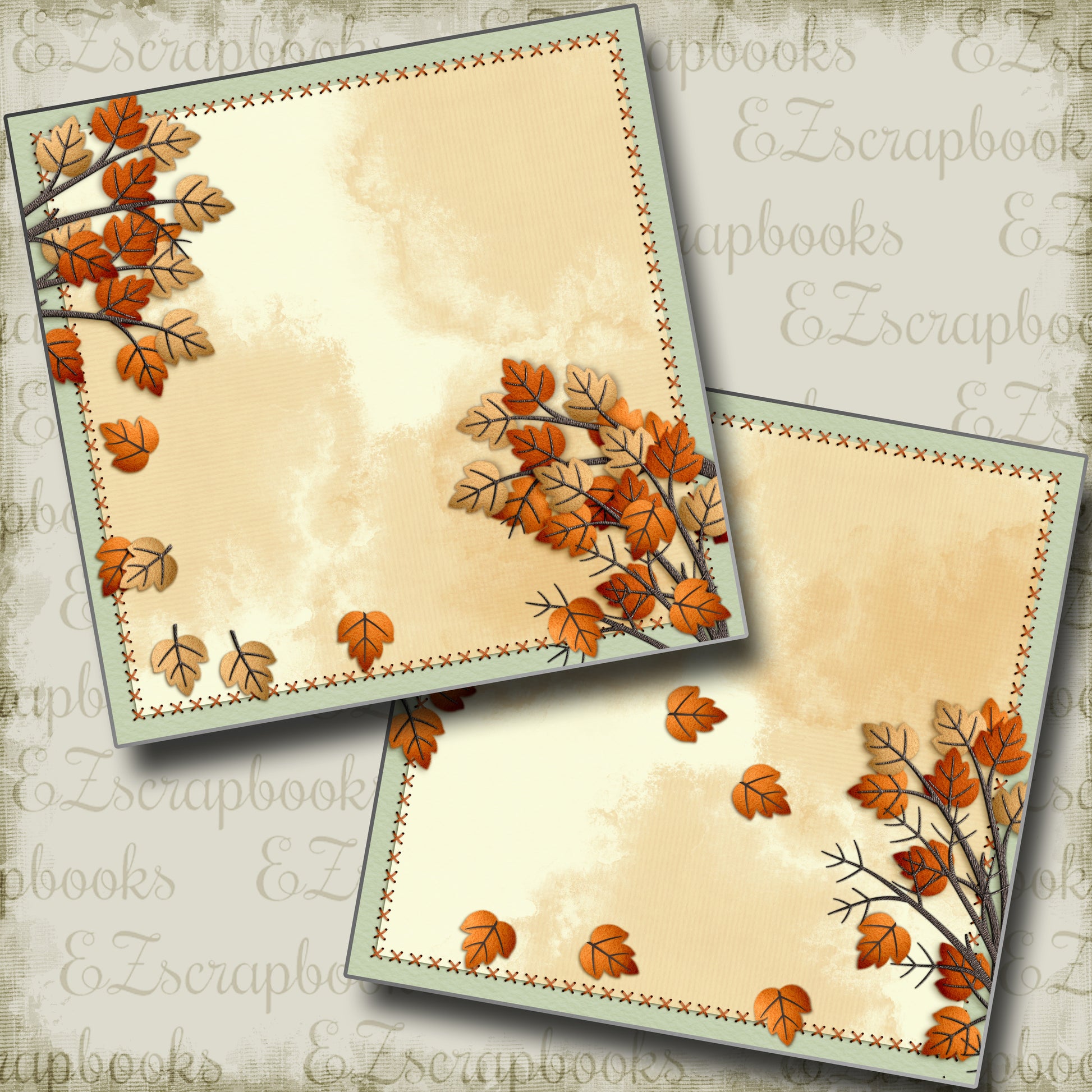 Fall Leaves NPM - 4373 - EZscrapbooks Scrapbook Layouts Fall - Autumn