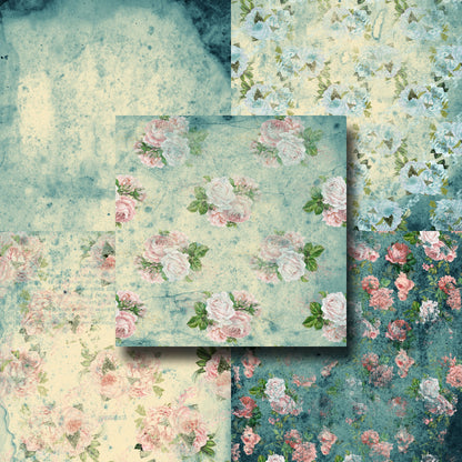Shabby Blue-Green Textures - Paper Pack - 8172