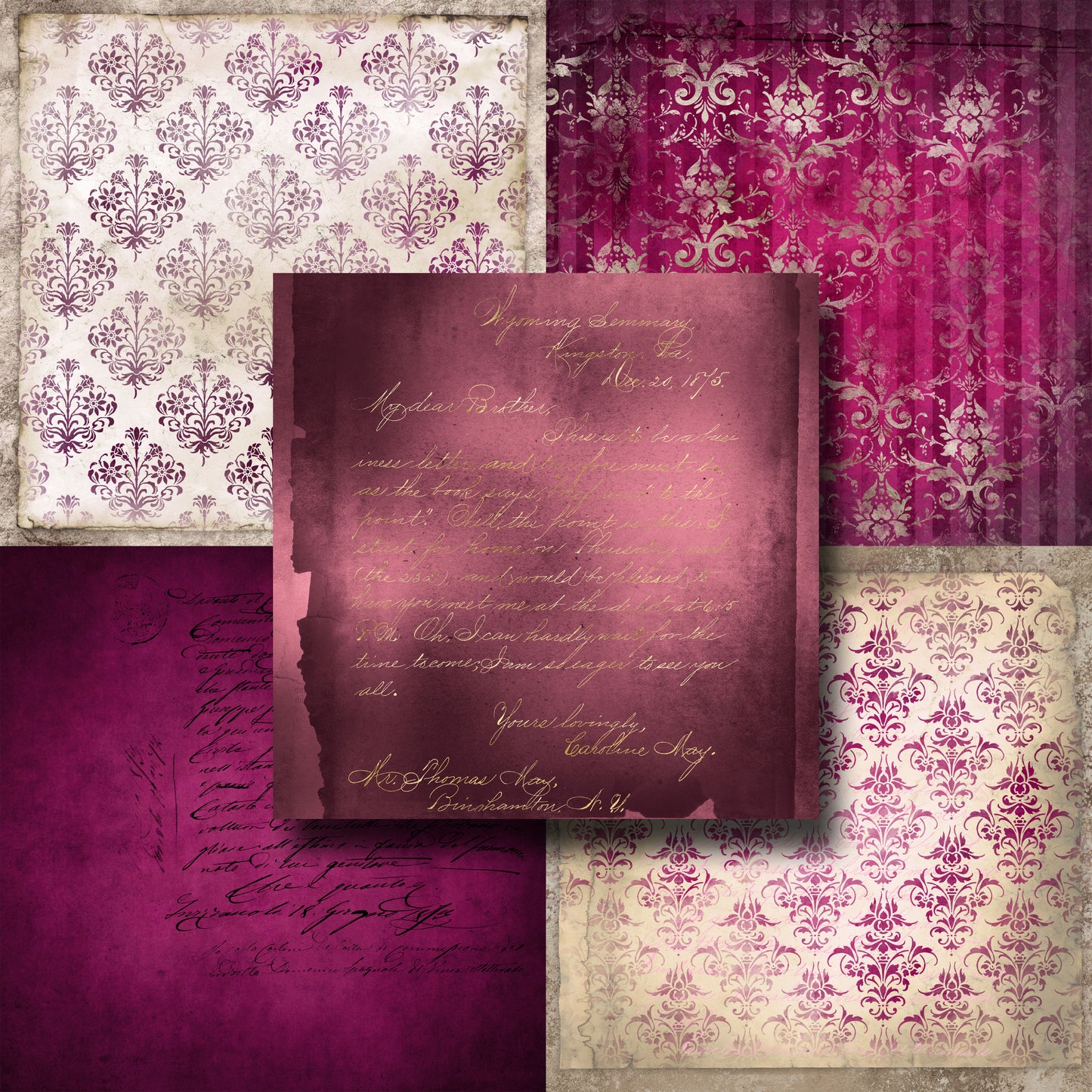 Burgundy Ephemera 1 - Paper Pack - 8150