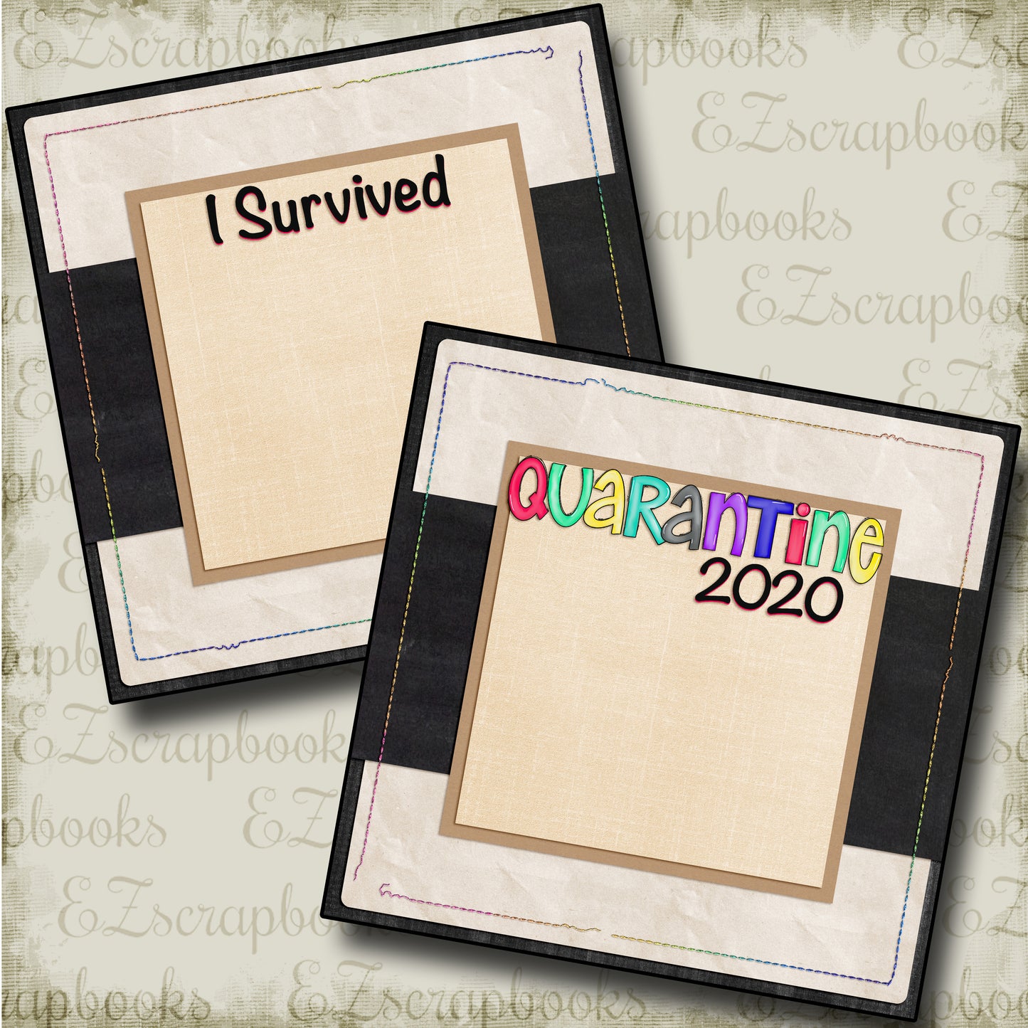 I Survived Quarantine 2020 NPM - 4713 - EZscrapbooks Scrapbook Layouts covid, Quarantine-Corona