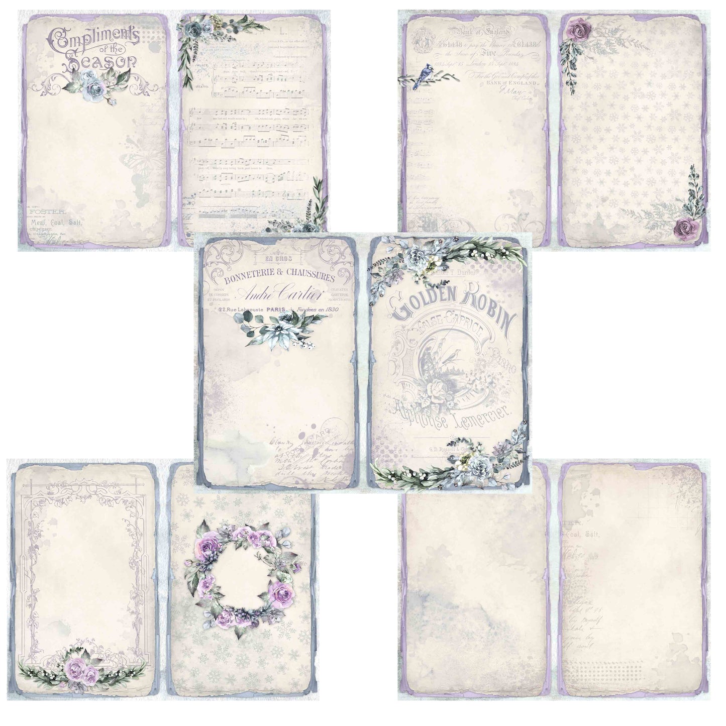 Frosted Flowers Journal Pages - 7615