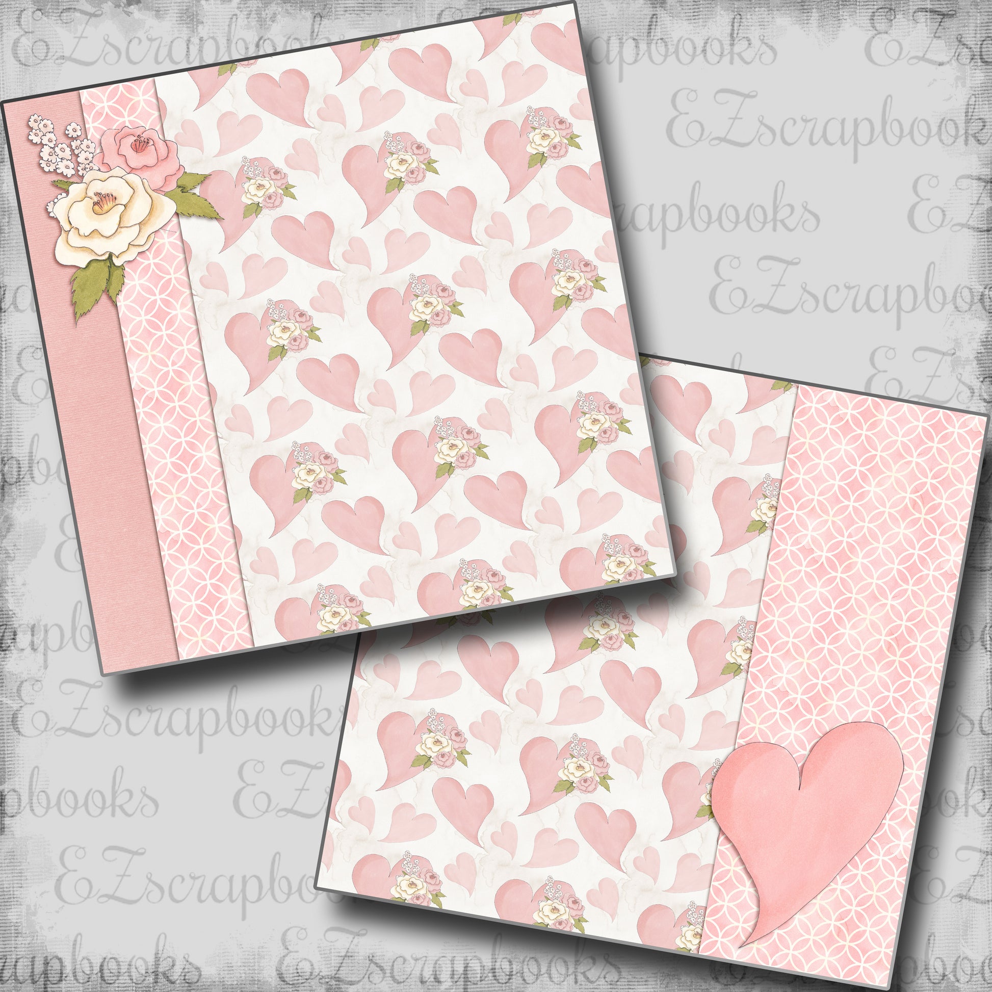Hearts NPM - 5409 - EZscrapbooks Scrapbook Layouts Grandmother, Love - Valentine, Mother